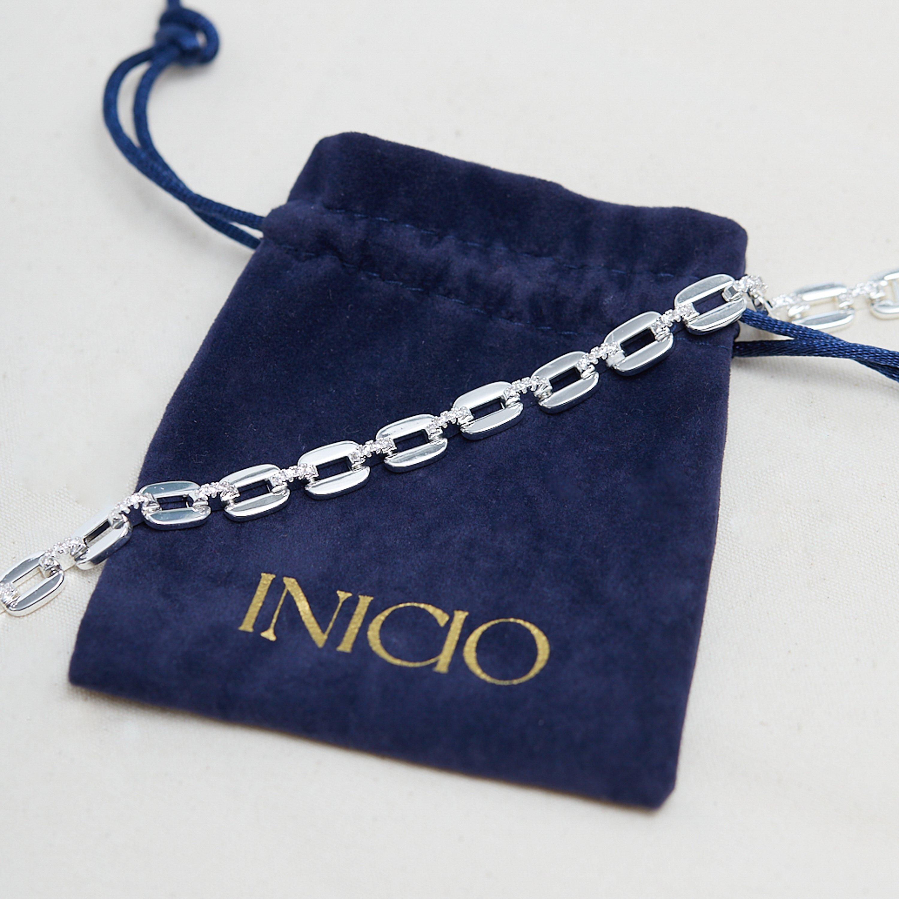 Silver - Inicio - Silver Plated Cubic Zirconia Chain Bracelet - Gift - 3