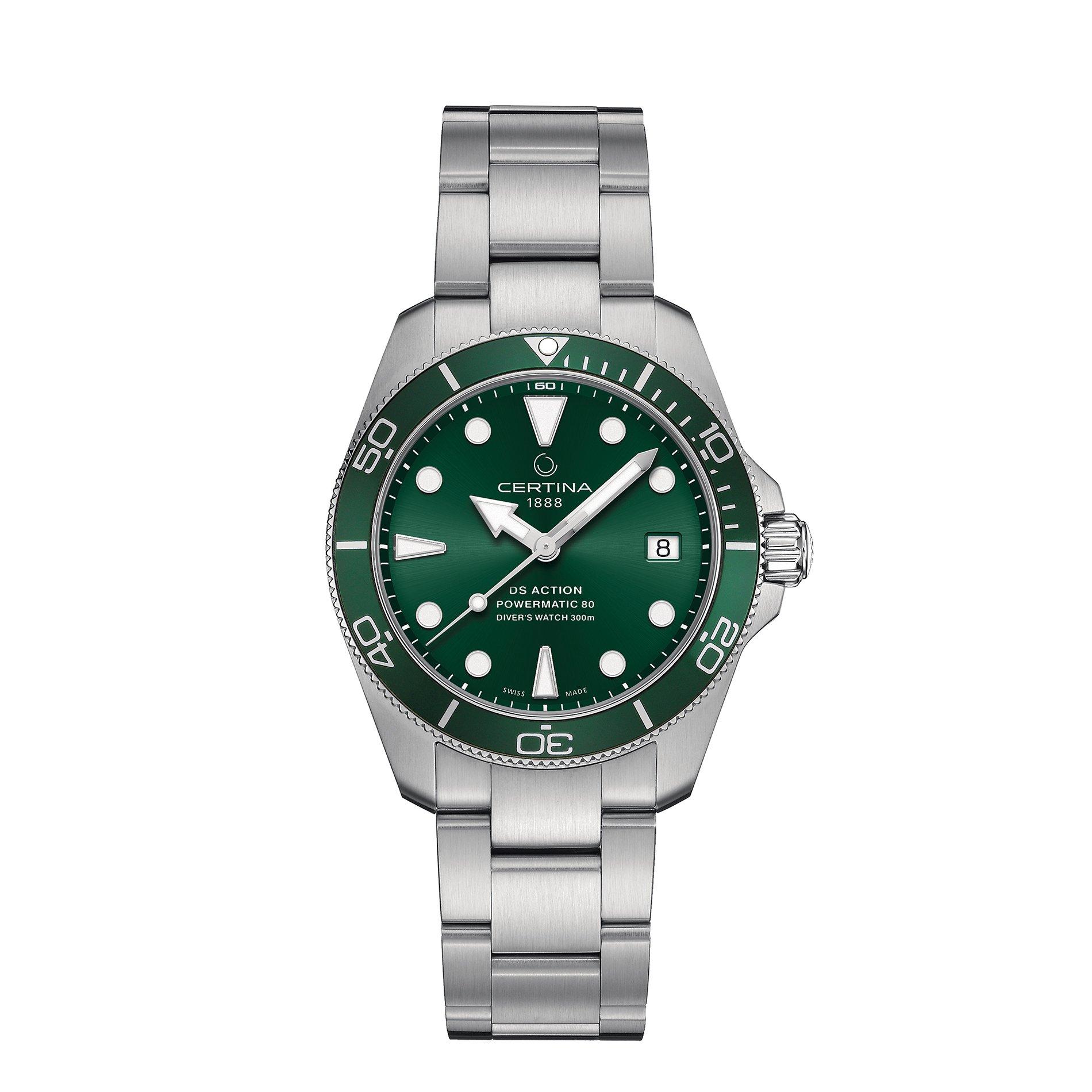 Certina  Action Diver 10 Automatic Water Resistant Auto Analogue Watch - Green/Silver