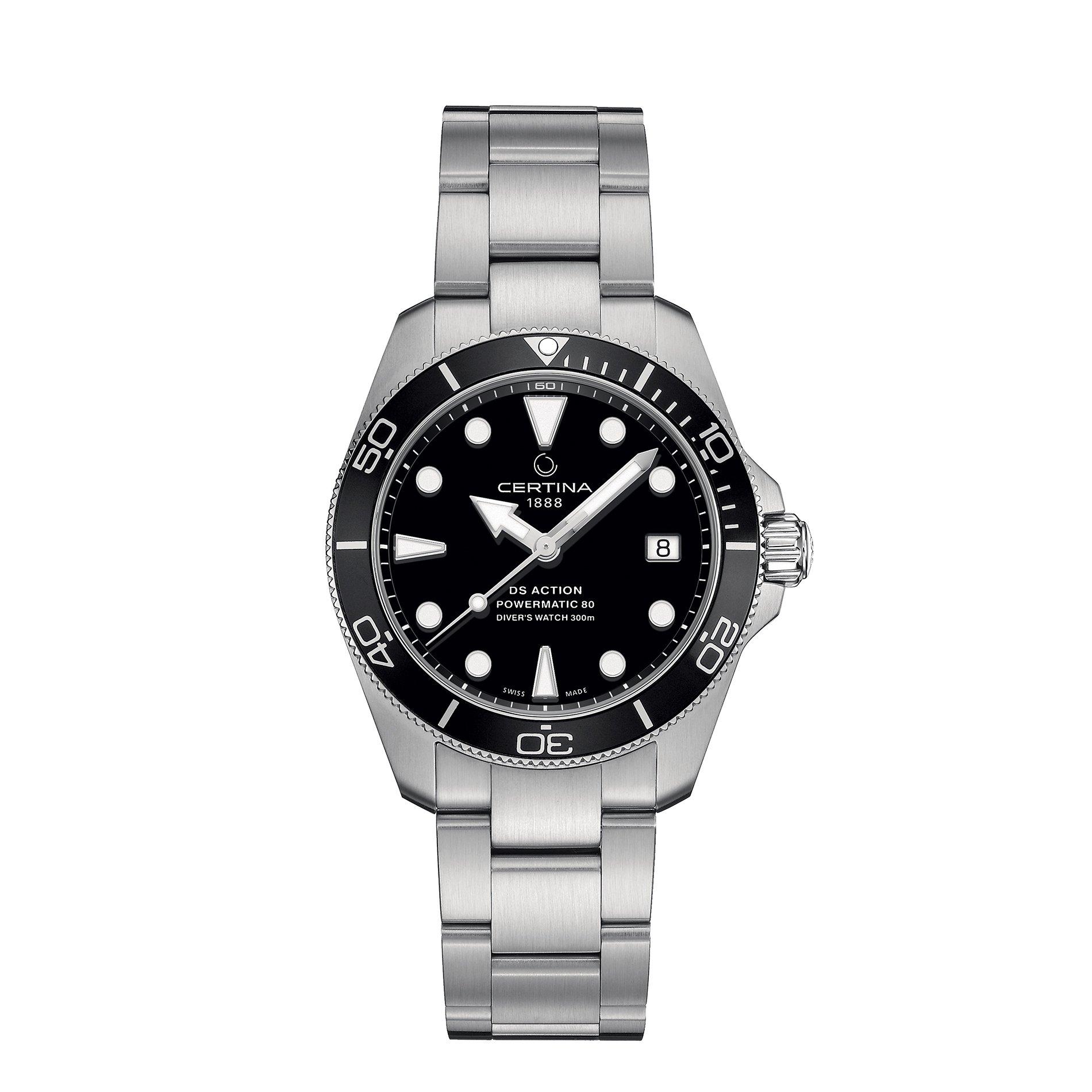 Certina  Action Diver 10 Automatic Water Resistant Auto Analogue Watch - Black/Silver