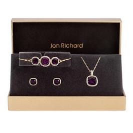Jon Richard Rose Gold Plated Amethyst Trio Set   - Gift Box