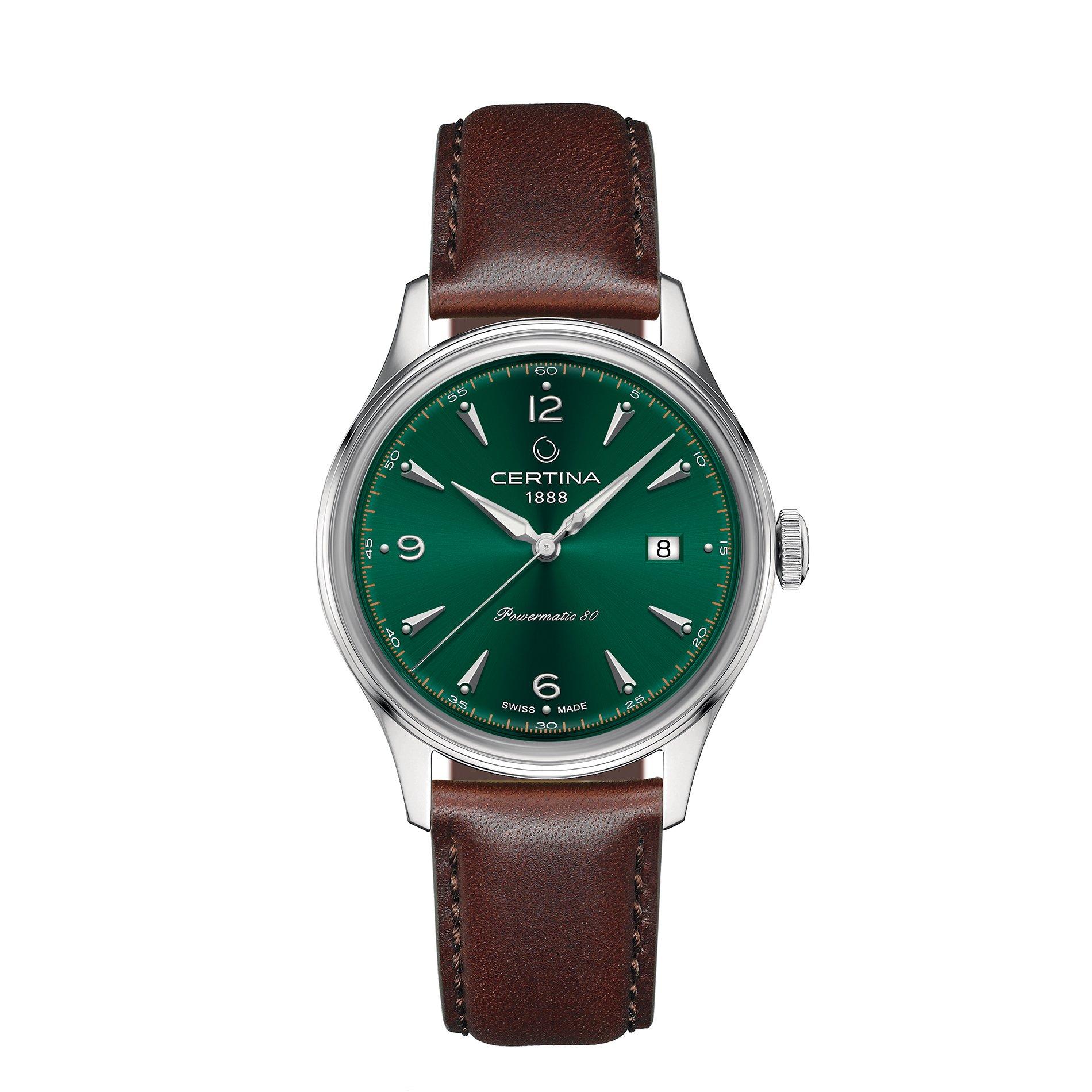 Green/Silver - Certina - Men's Powermatic Automatic Analogue Watch - 1