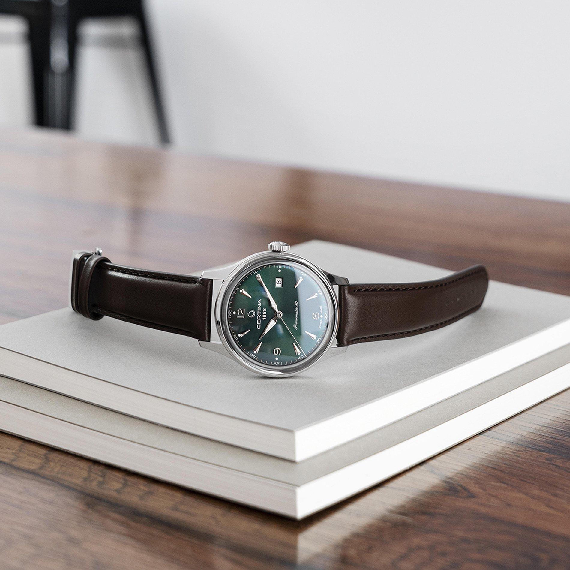 Green/Silver - Certina - Men's Powermatic Automatic Analogue Watch - 2