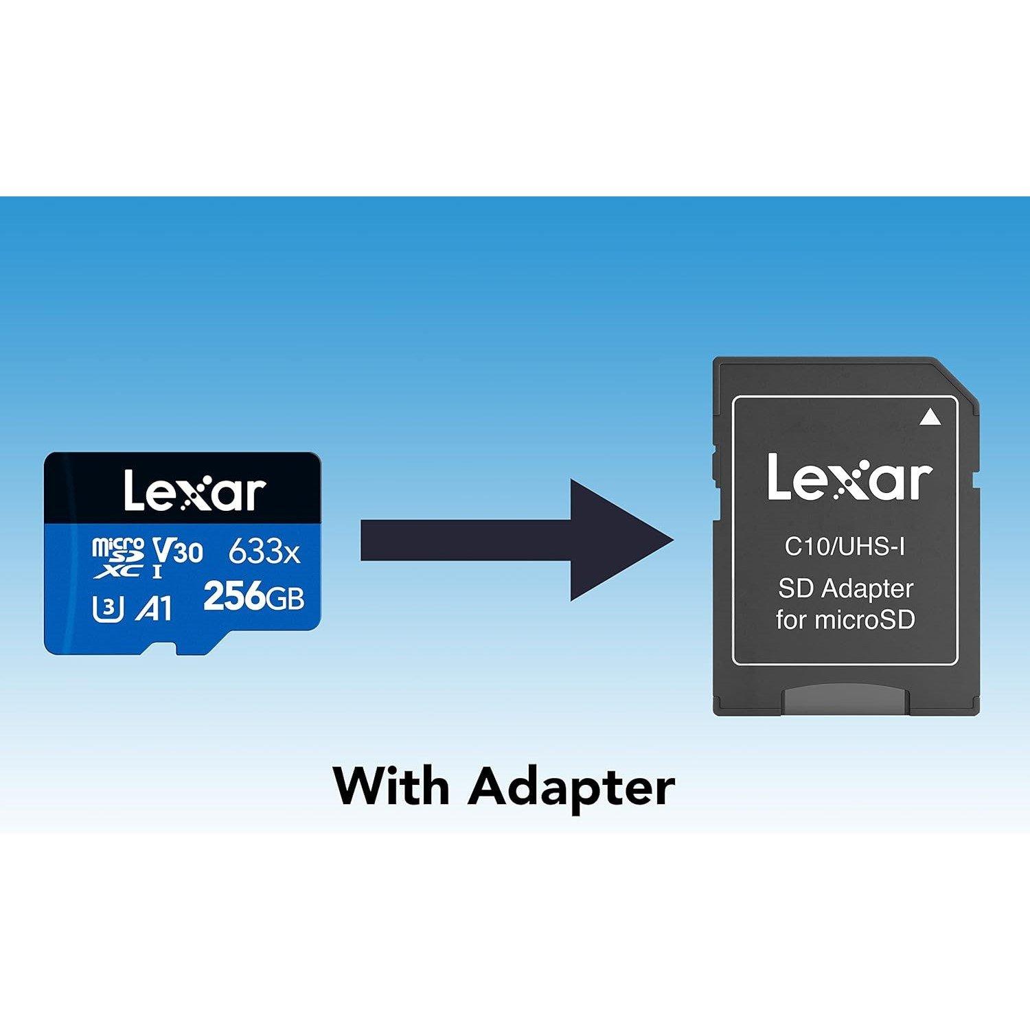 Blue - Lexar - Blue Plus 256GB MicroSDXC UHS-I Card + SD Adapter - 2