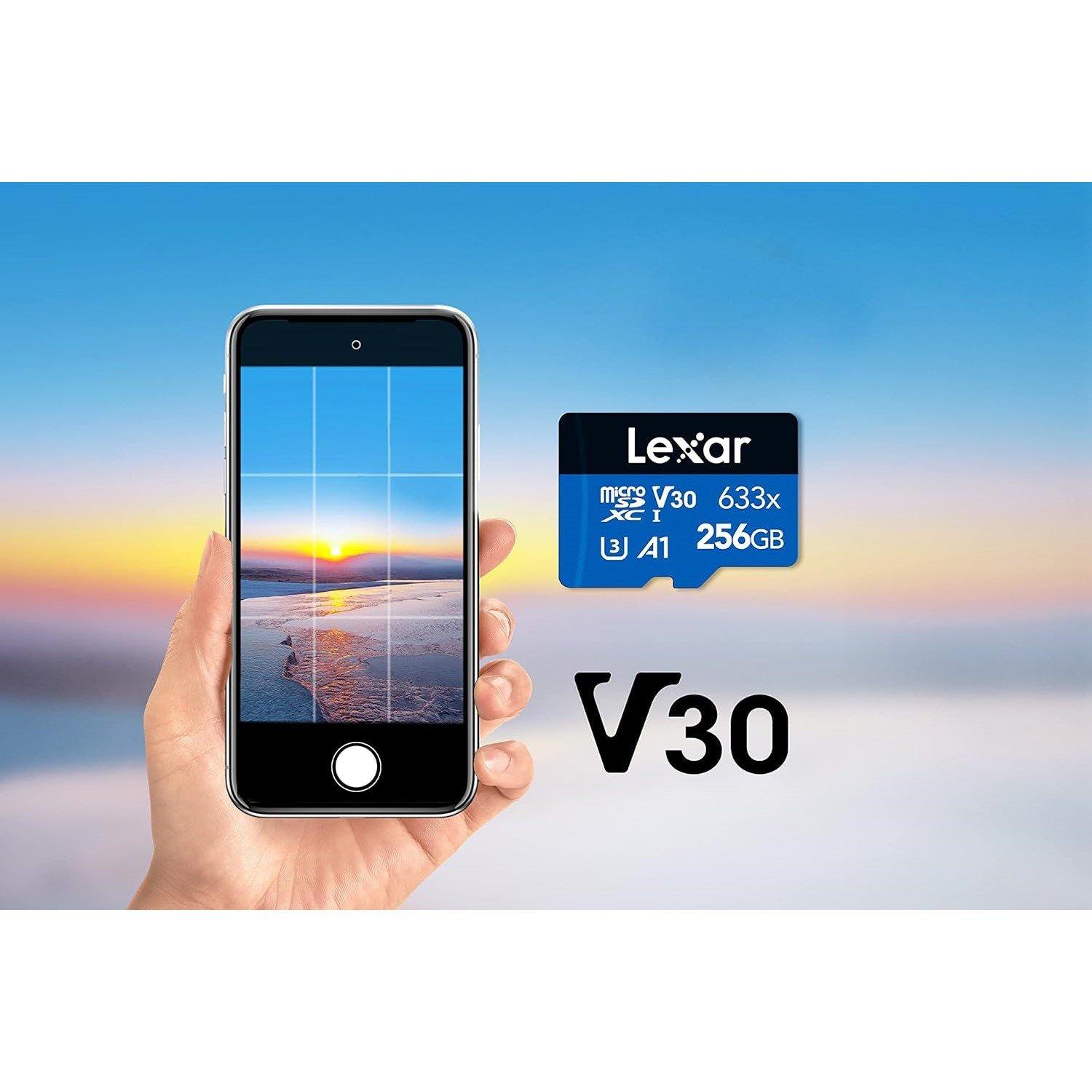 Blue - Lexar - Blue Plus 256GB MicroSDXC UHS-I Card + SD Adapter - 4
