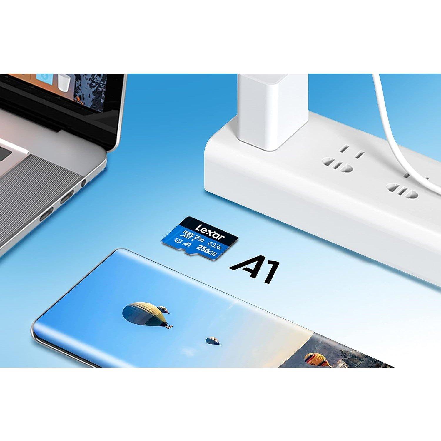 Blue - Lexar - Blue Plus 256GB MicroSDXC UHS-I Card + SD Adapter - 5