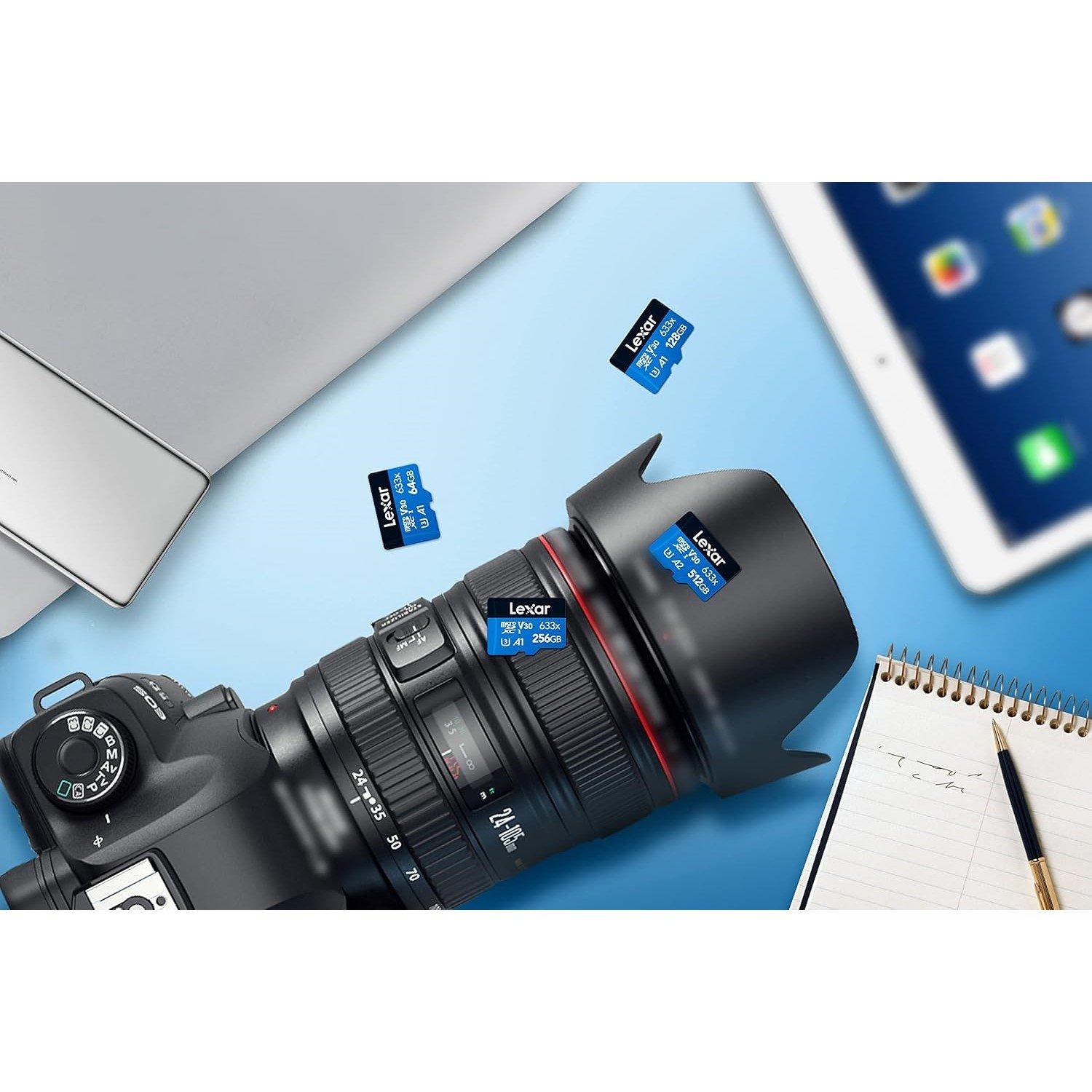 Blue - Lexar - Blue Plus 256GB MicroSDXC UHS-I Card + SD Adapter - 7