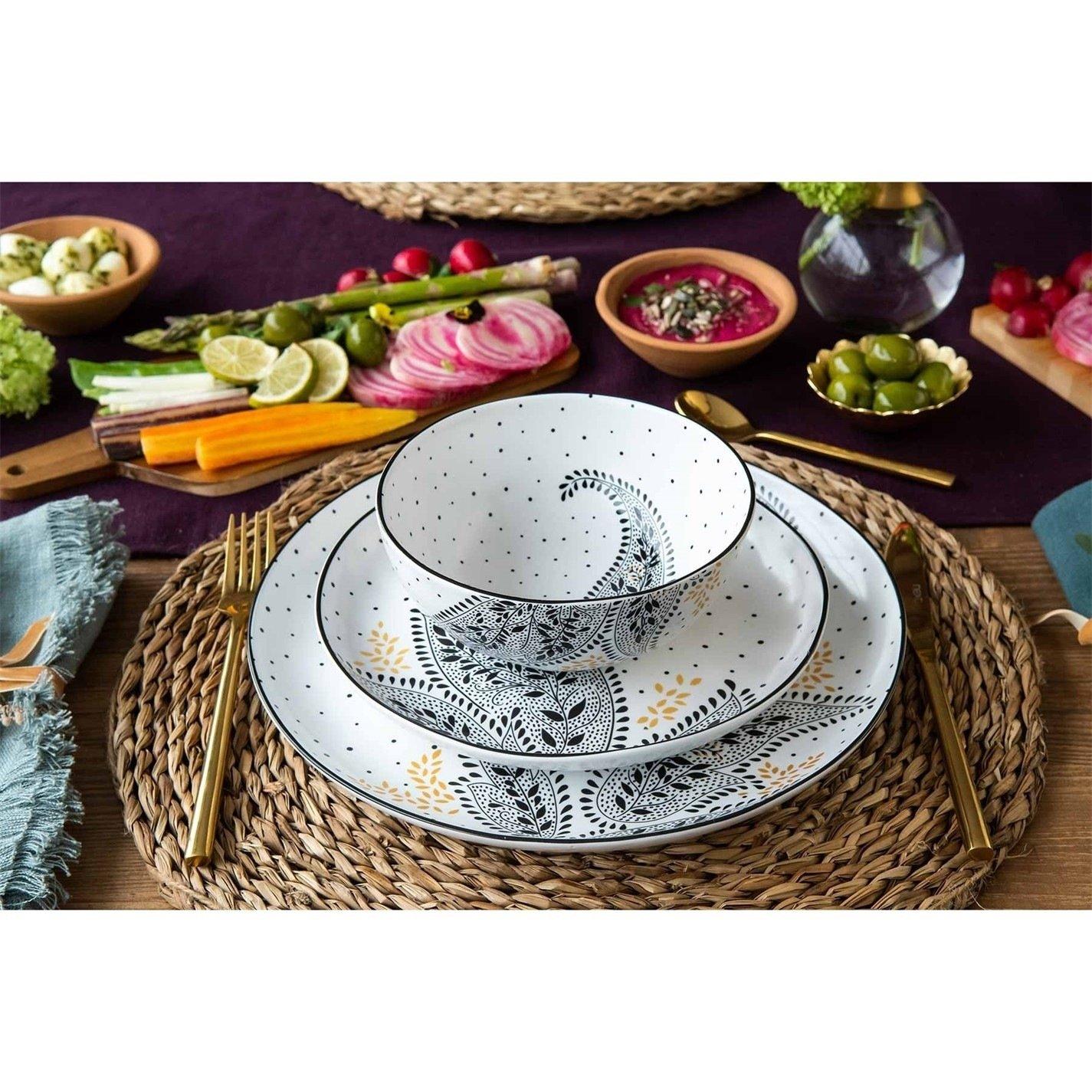 Black White - Sara Miller London - Miller Artisanne Noir Set of 4 Medium Bowls - 1