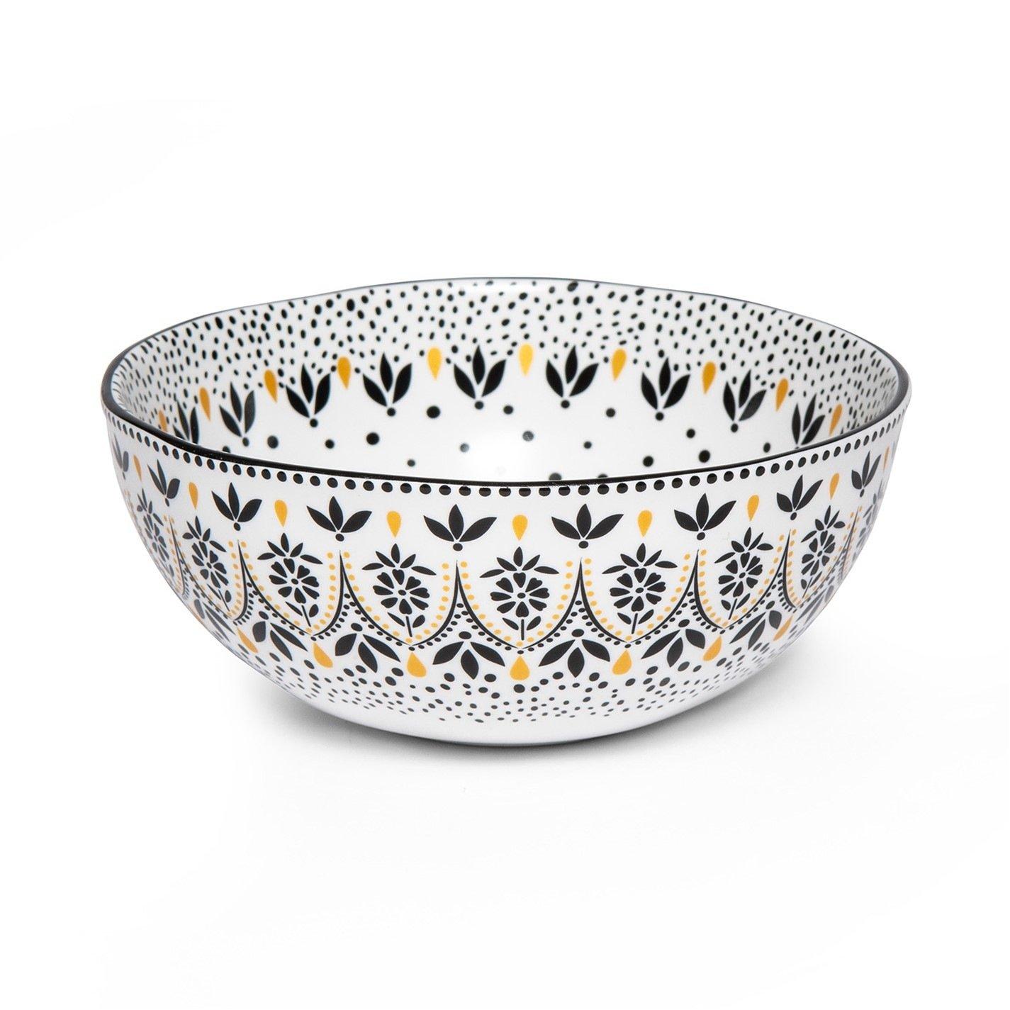 Black White - Sara Miller London - Miller Artisanne Noir Set of 4 Medium Bowls - 4