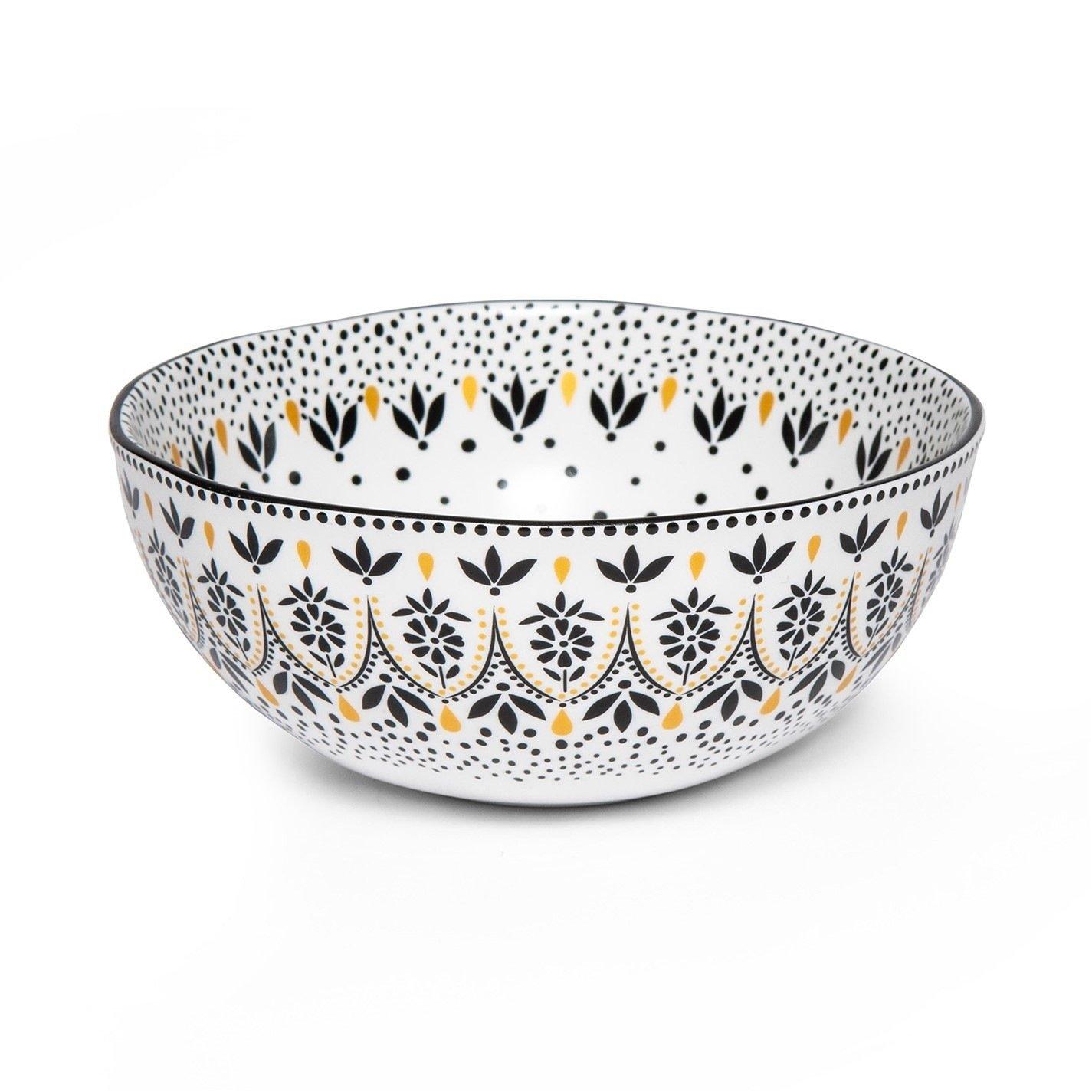 Black White - Sara Miller London - Miller Artisanne Noir Set of 4 Medium Bowls - 5
