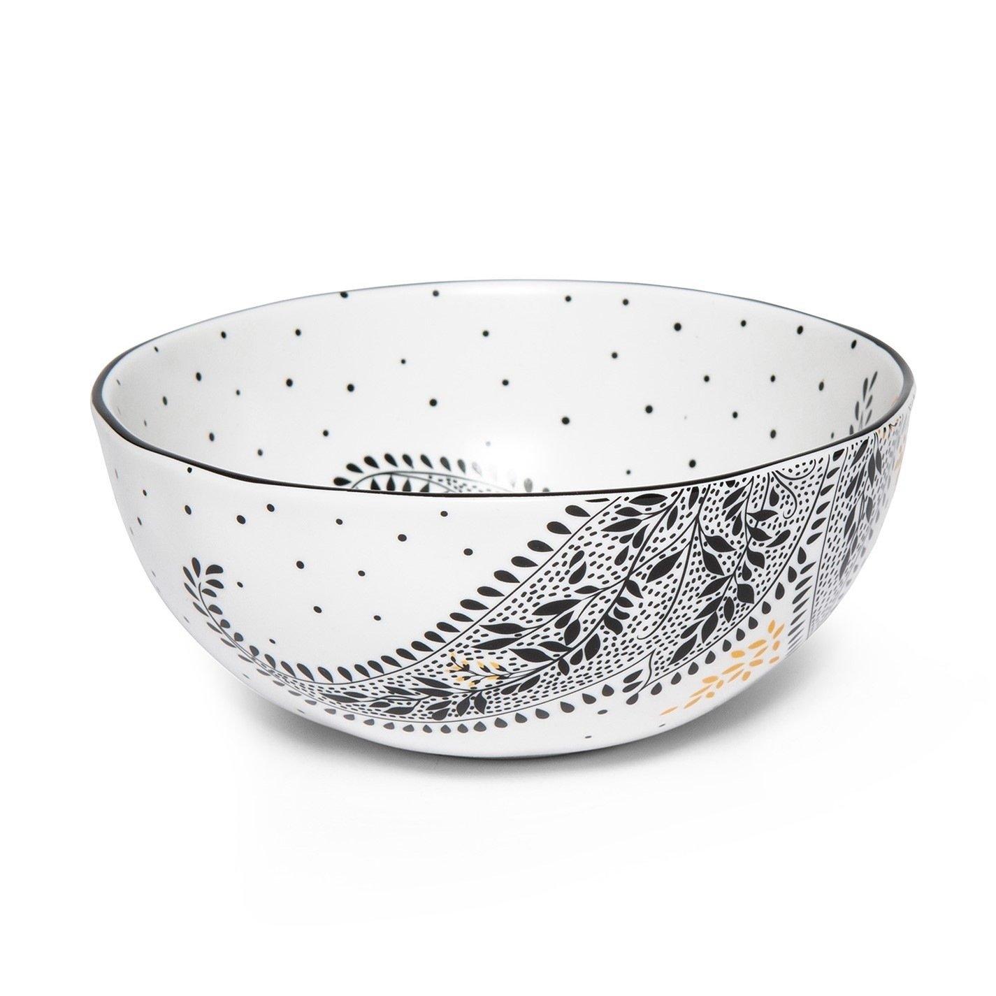 Black White - Sara Miller London - Miller Artisanne Noir Set of 4 Medium Bowls - 6
