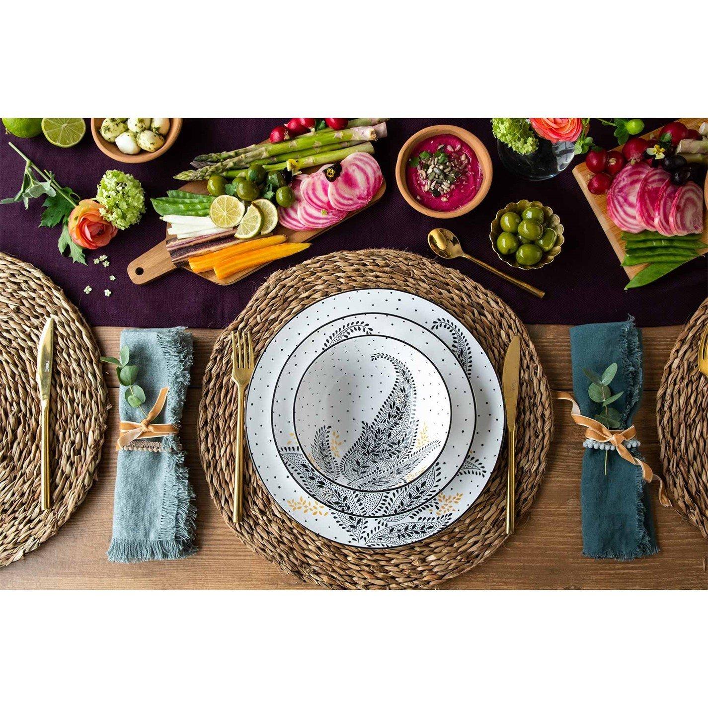 Black White - Sara Miller London - Miller Artisanne Noir Set of 4 Medium Bowls - 9