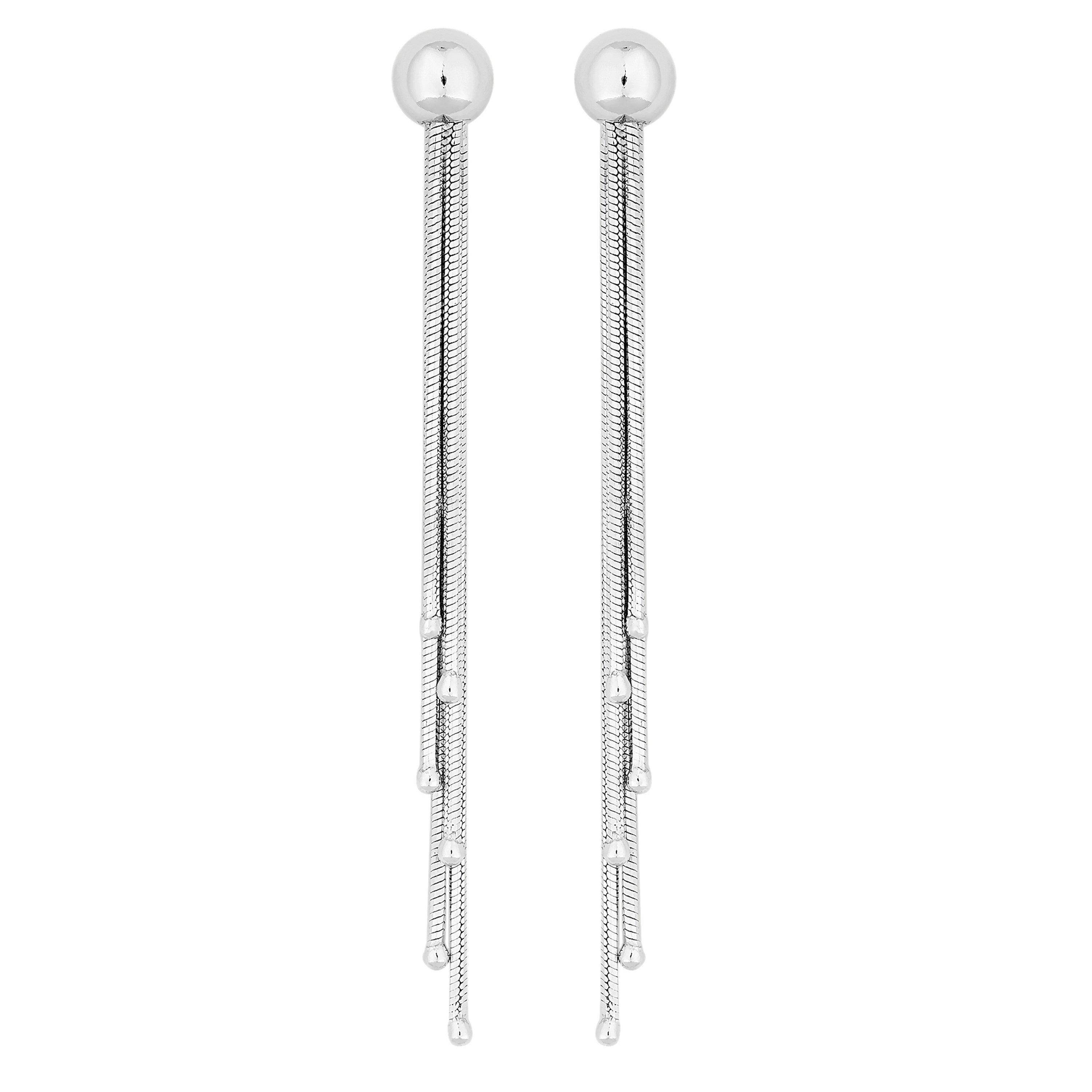 Silver - Simply Silver - Sterling Silver 925 Tassel Drop Earrings - 2