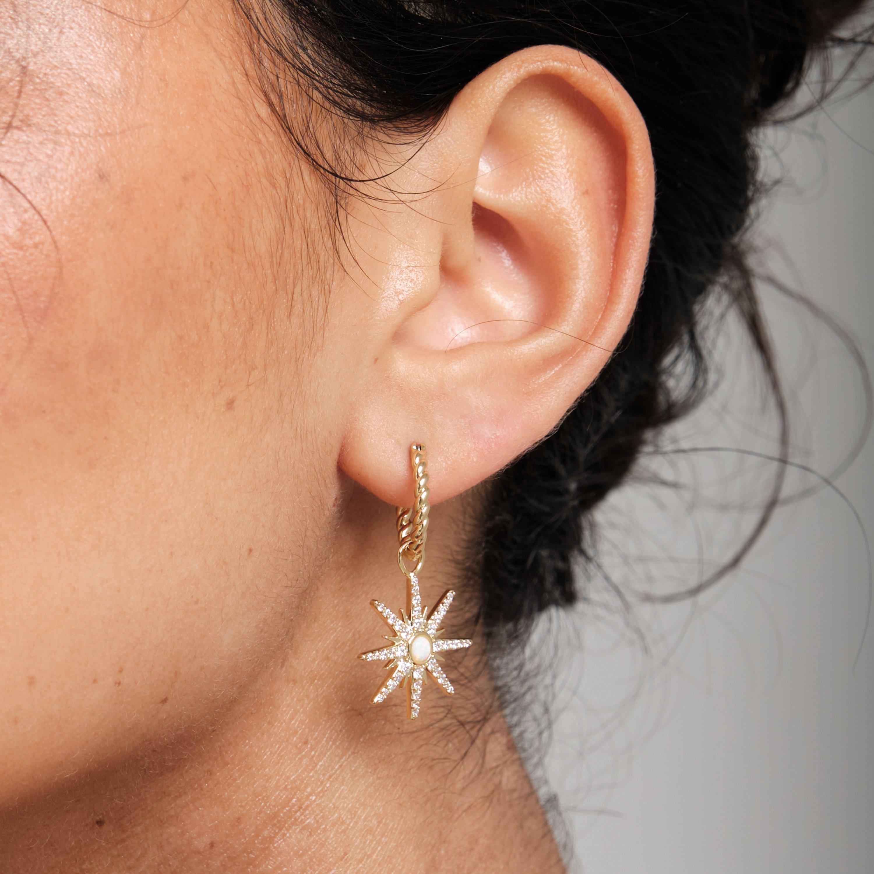 Gold - Inicio - Gold Plated Celestial Opal Mis Match Earrings - Gi - 2