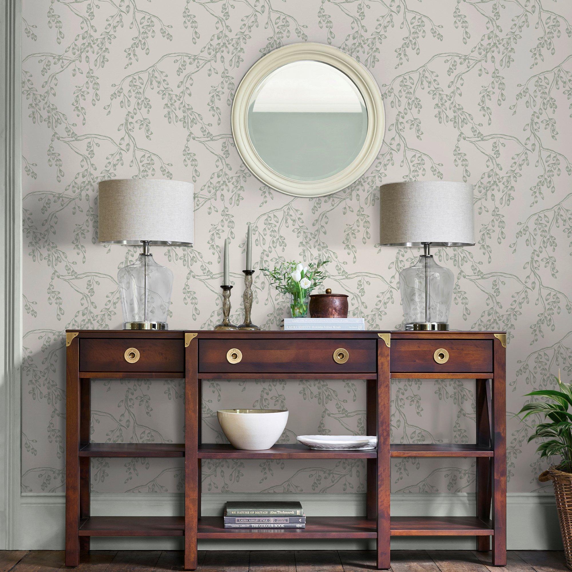 Sage - Laura Ashley - Rainham Willow Sage Wallpaper - 1