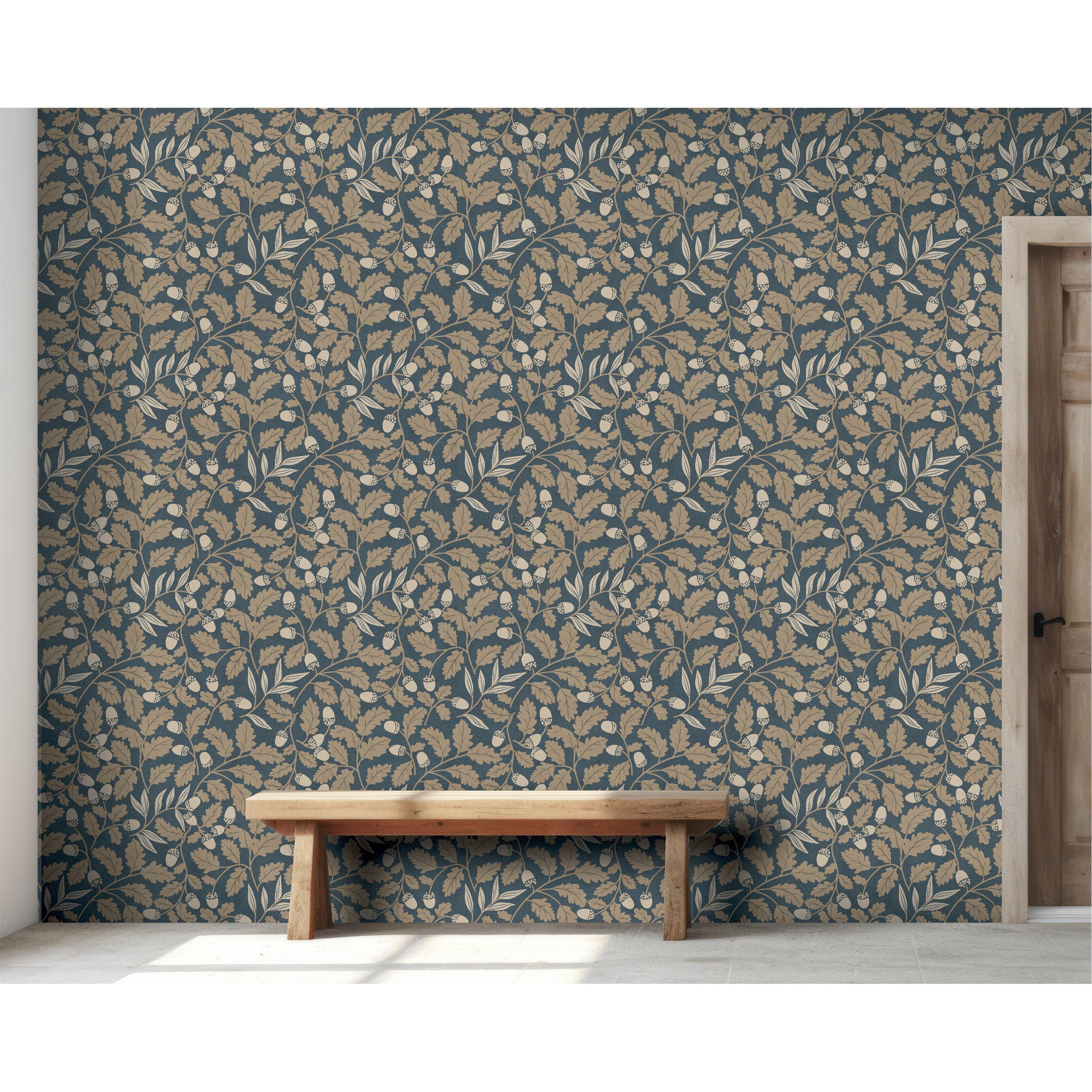 Navy - Arthouse - Acorn Trail Navy Wallpaper - 4