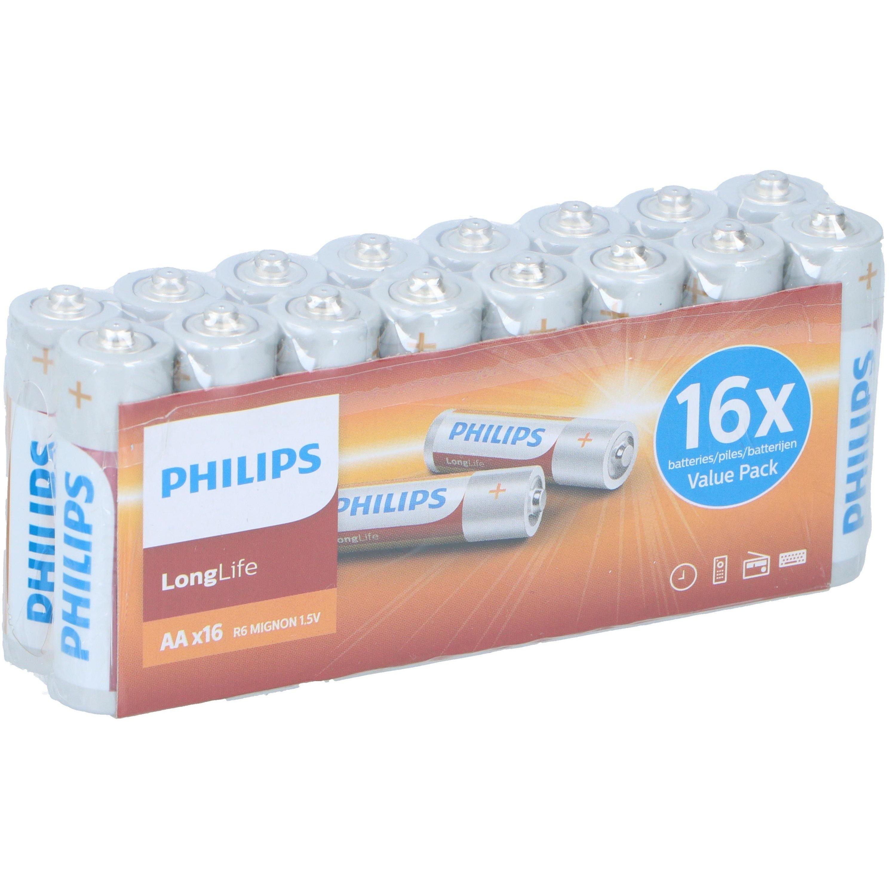 16 - Philips - PHILIPS Value Pack 16pc AA Battery LongLife R6 - 1
