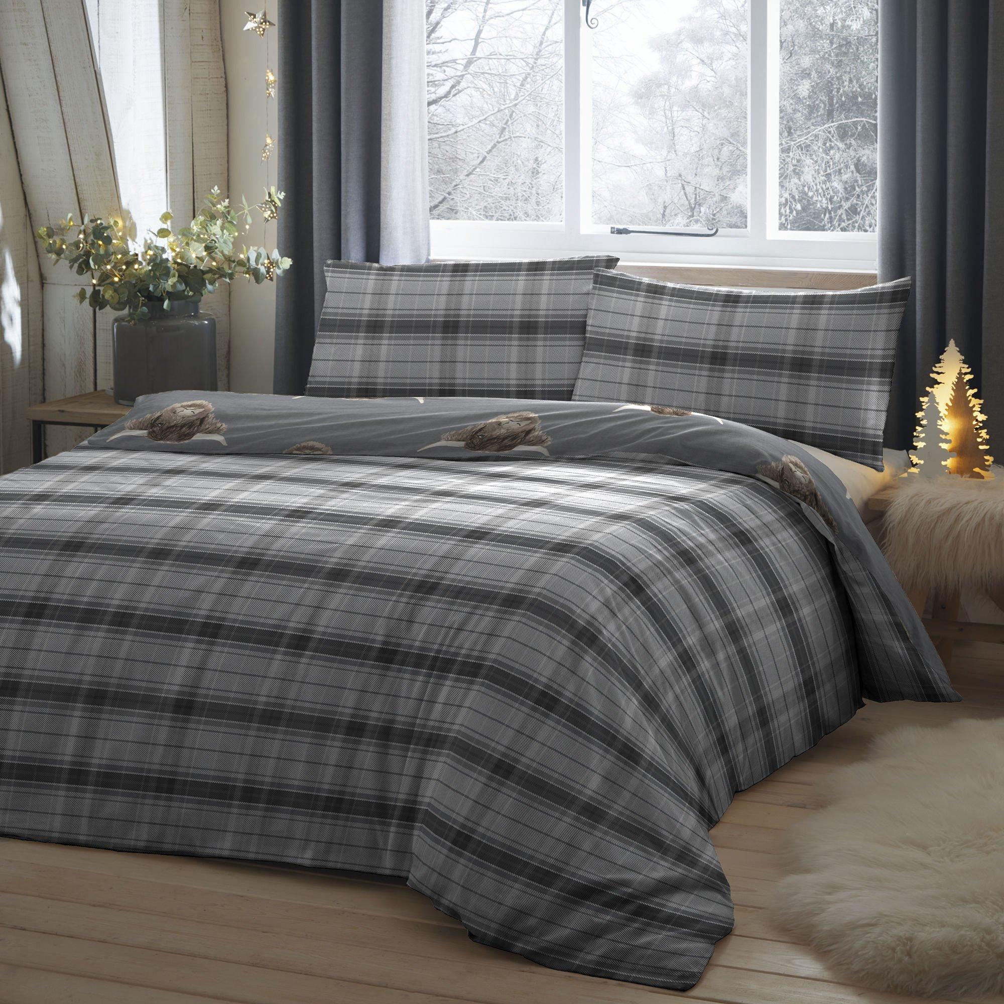 Grey - Fusion - Highland Cow Duvet Cover Set in Grey - 4
