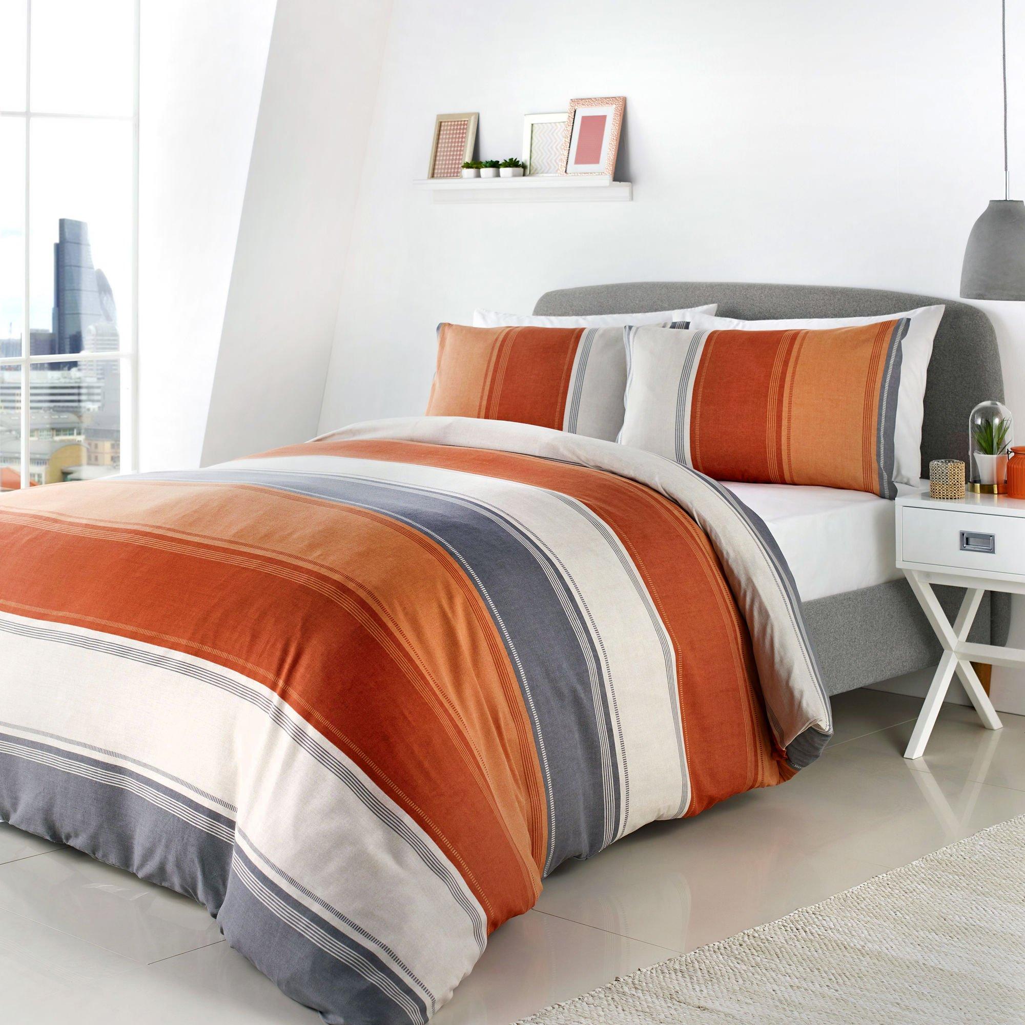 Spice - Fusion - Betley Striped Duvet Cover Set in Spice - 1
