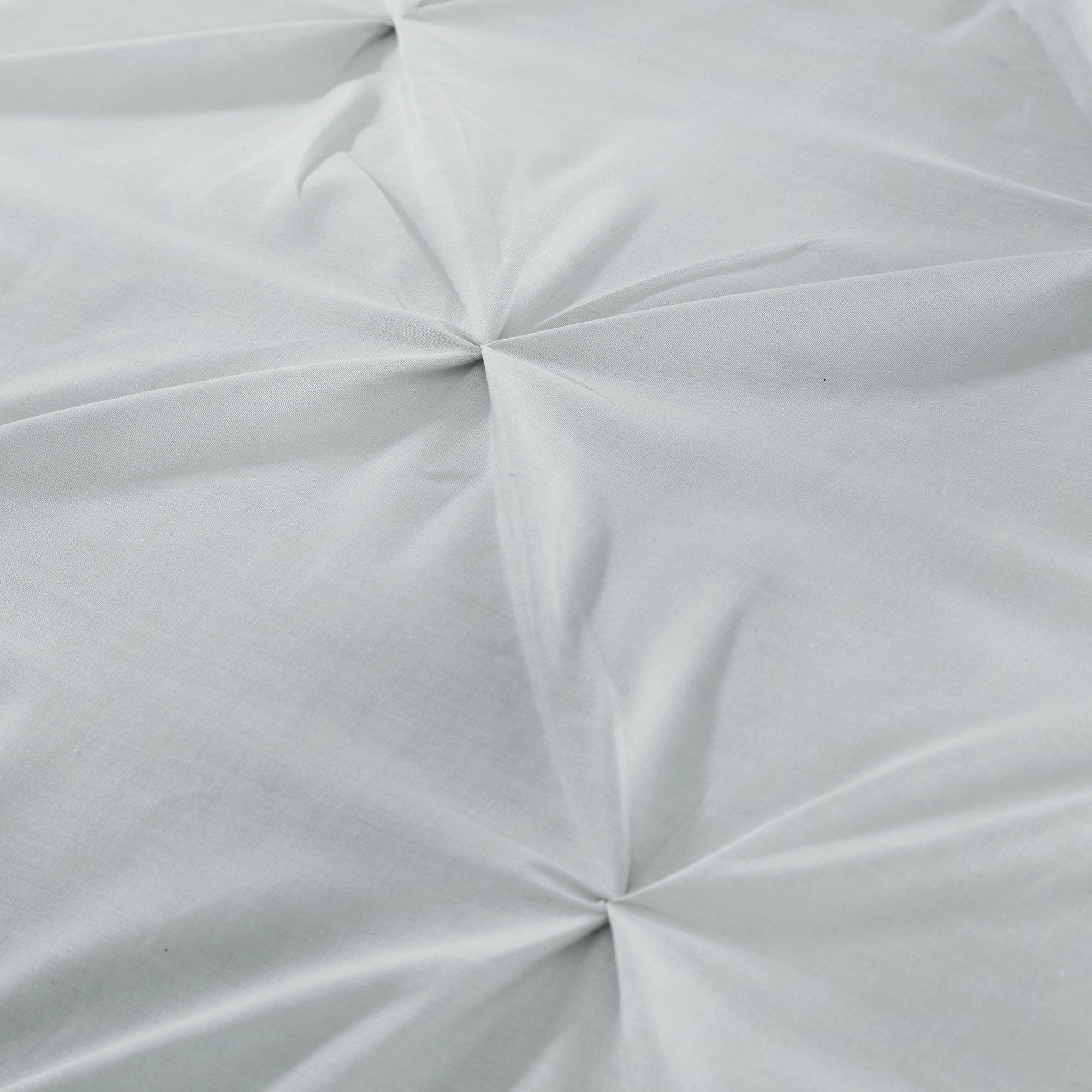 Silver - Serene Home - Lara Pleated Ruched Duvet Cover Set in Silver - 3