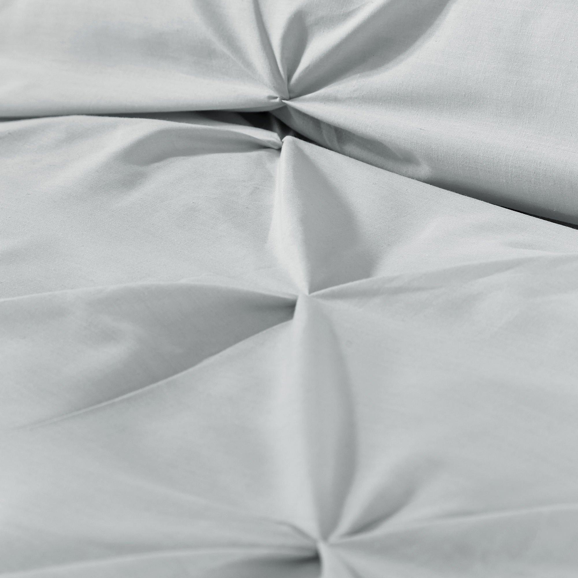 Silver - Serene Home - Lara Pleated Ruched Duvet Cover Set in Silver - 4