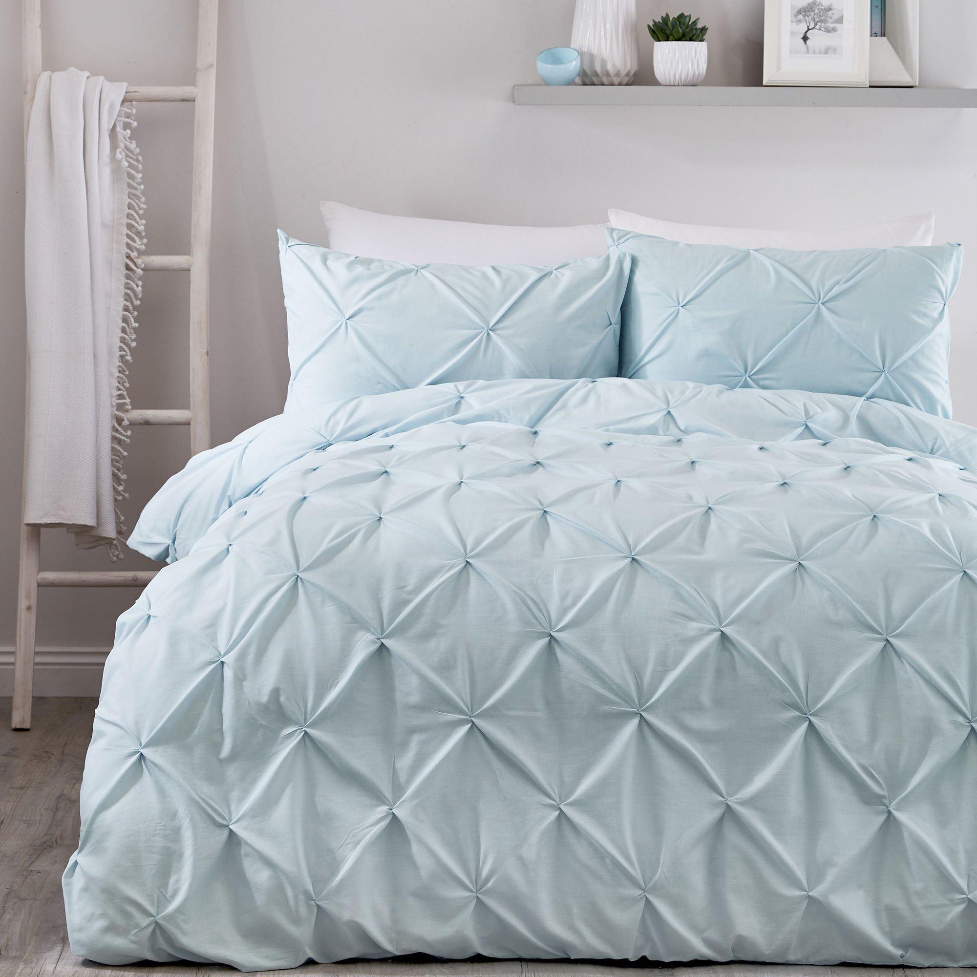 Duck Egg - Serene Home - Lara Pleated Ruched Duvet Cover Set in Duck Egg - 1