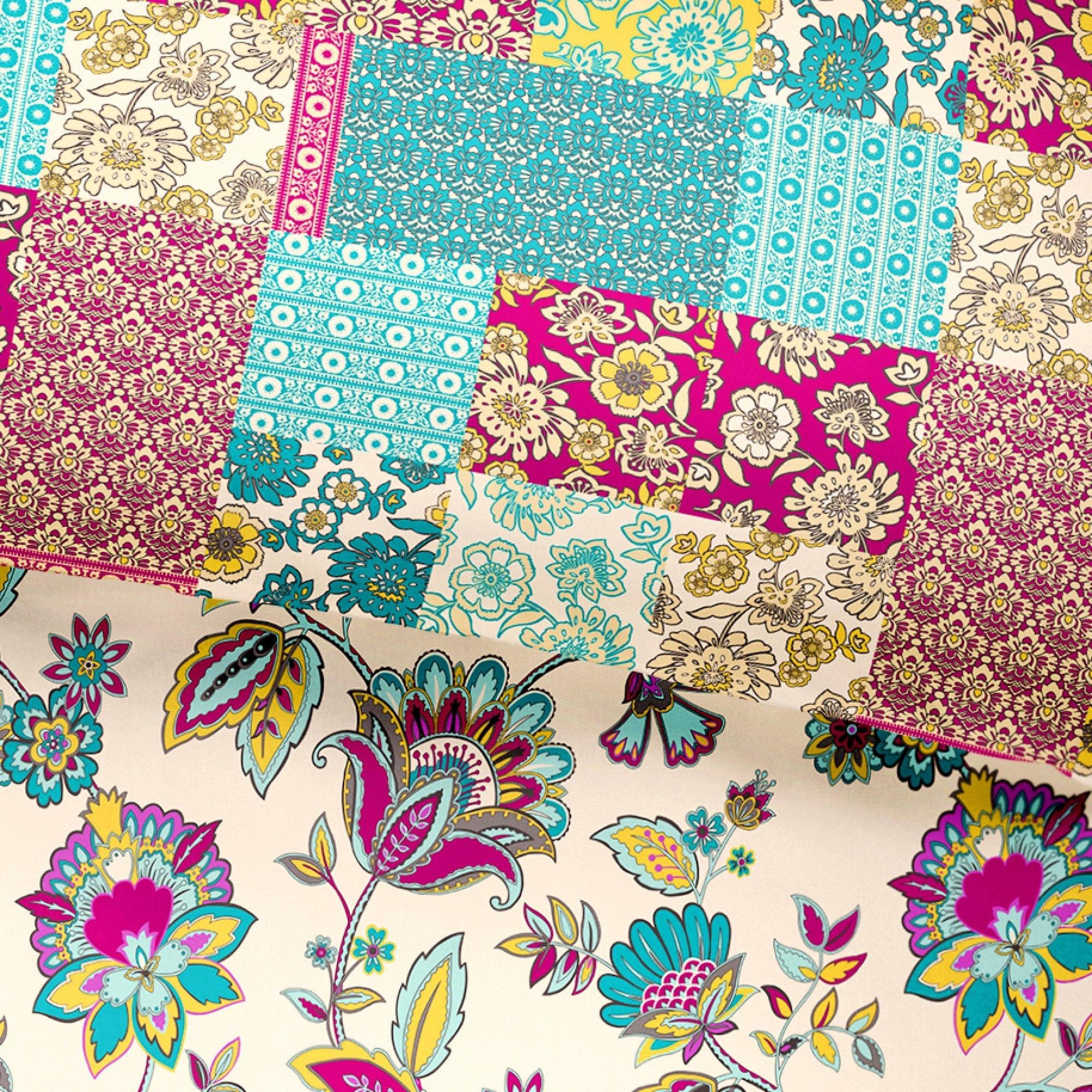 Teal - Dreams and Drapes - Marinelli Jacobean Floral Duvet Cover Set in Teal - 4