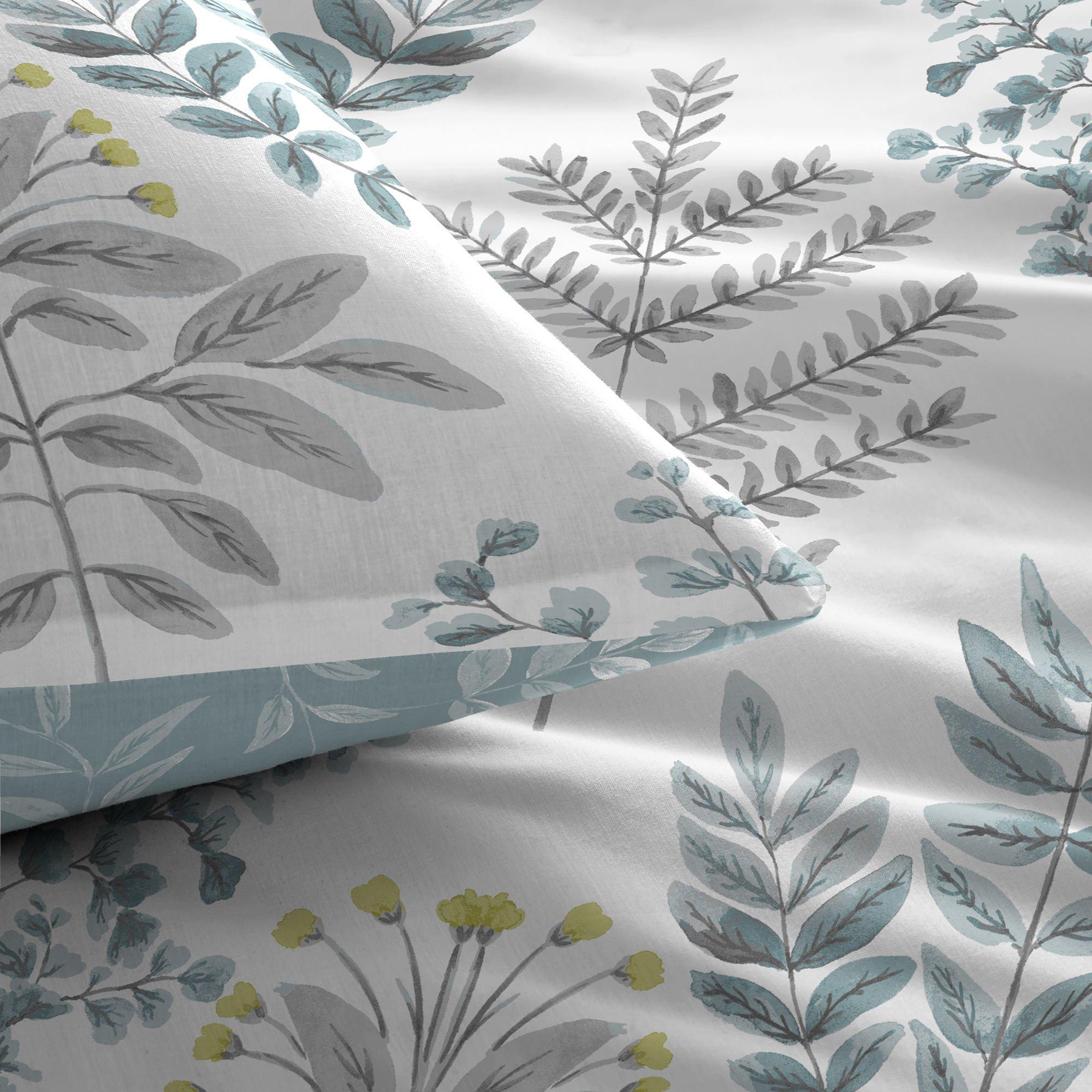 Duck Egg - Dreams and Drapes - Emily Botanical Fern Duvet Cover Set in Duck Egg - 2
