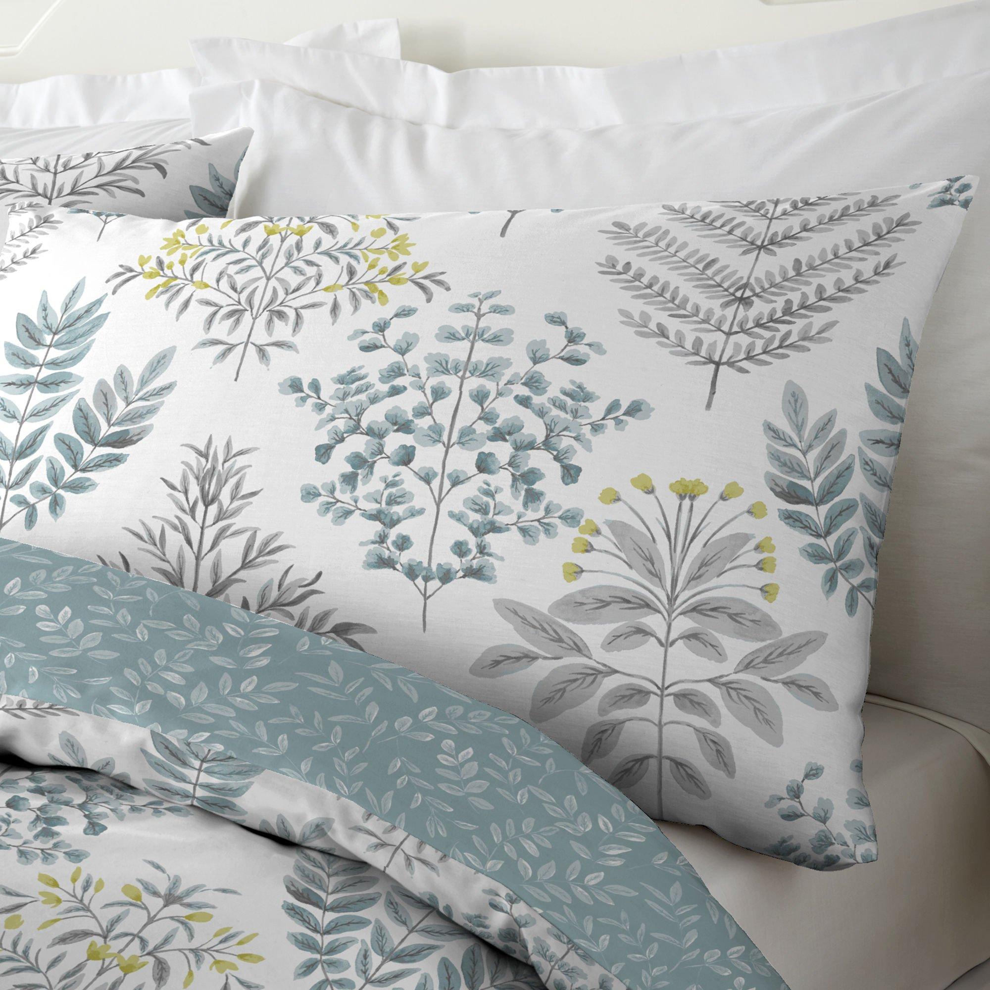 Duck Egg - Dreams and Drapes - Emily Botanical Fern Duvet Cover Set in Duck Egg - 3