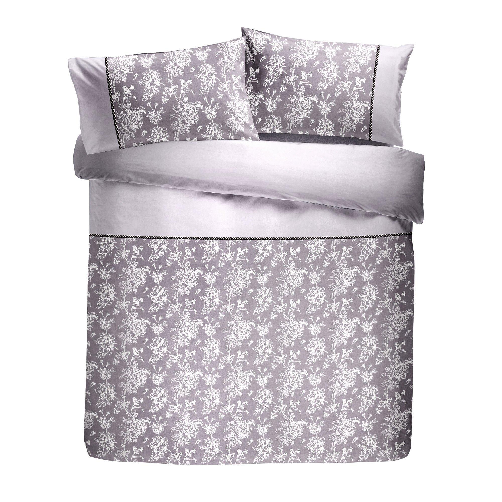 Lavender - Dreams and Drapes - Jasmine Floral Jacquard Duvet Cover Set  Lavender - 2