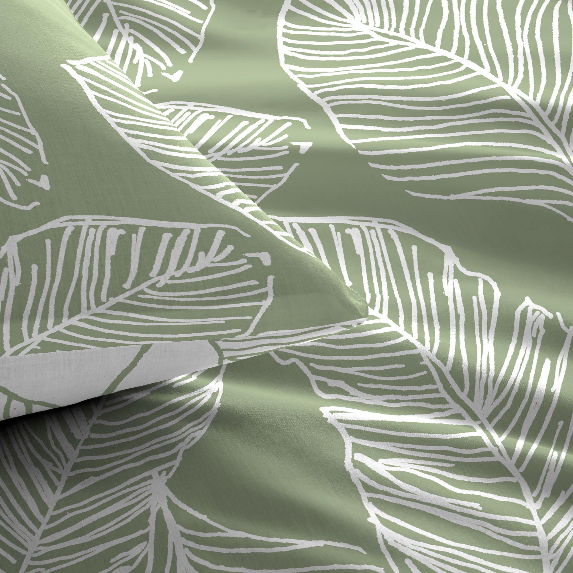 Green - Fusion - Matteo Leaf Print Duvet Cover Set in Green - 2
