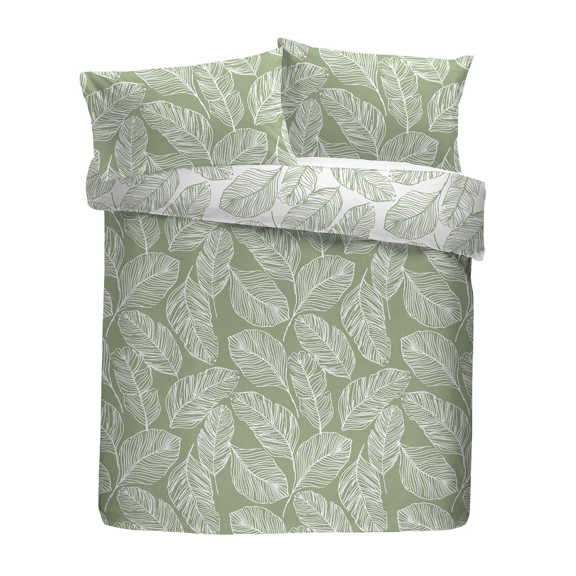 Green - Fusion - Matteo Leaf Print Duvet Cover Set in Green - 5