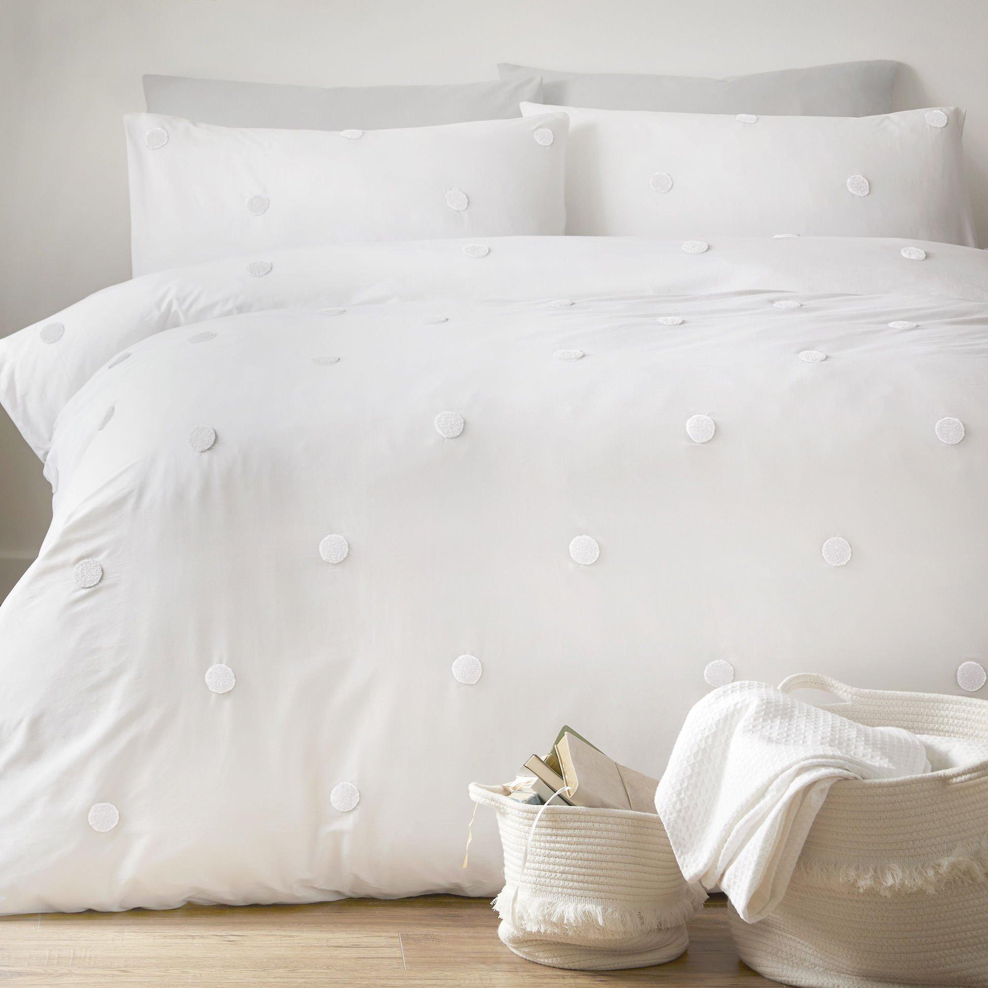 White - Appletree - Dot Garden Duvet Cover Set White with White Dots - 1