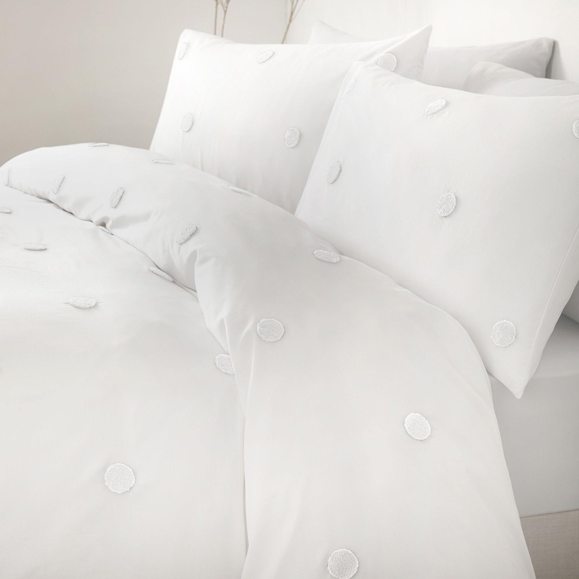 White - Appletree - Dot Garden Duvet Cover Set White with White Dots - 2