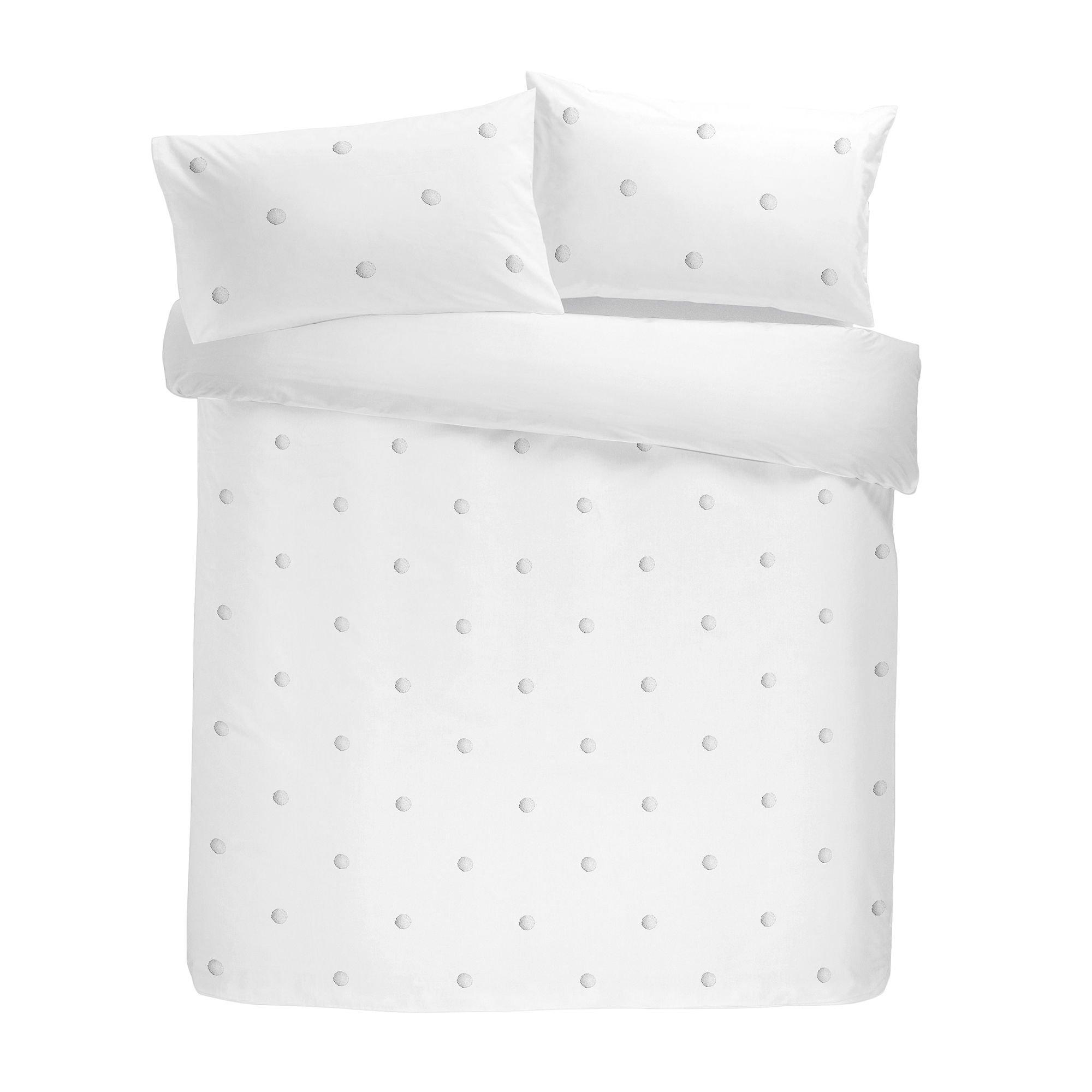 White - Appletree - Dot Garden Duvet Cover Set White with White Dots - 4