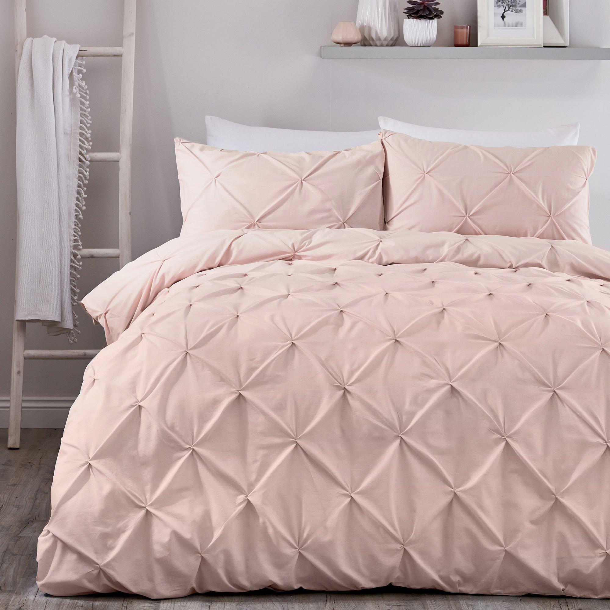 Blush - Serene Home - Lara Pleated Ruched Duvet Cover Set in Blush - 1