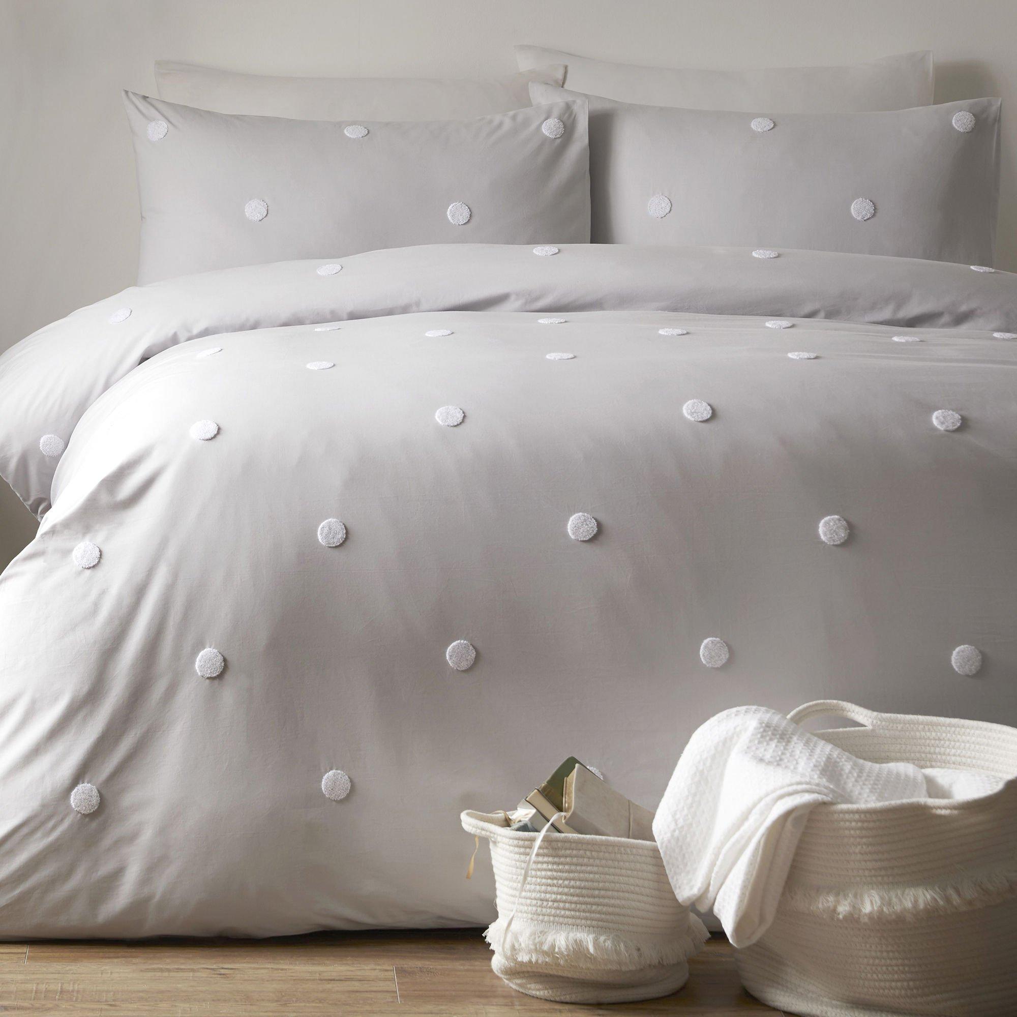 Silver - Appletree - Dot Garden Duvet Cover Set Silver with White Dots - 1