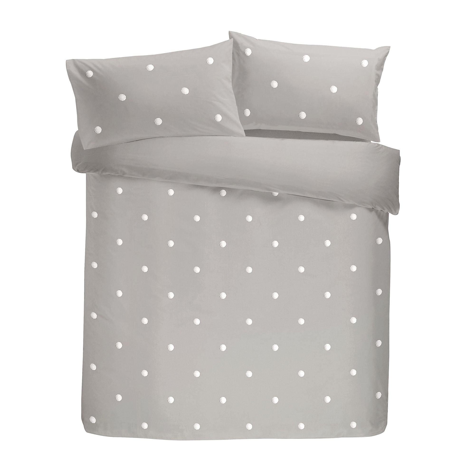 Silver - Appletree - Dot Garden Duvet Cover Set Silver with White Dots - 4