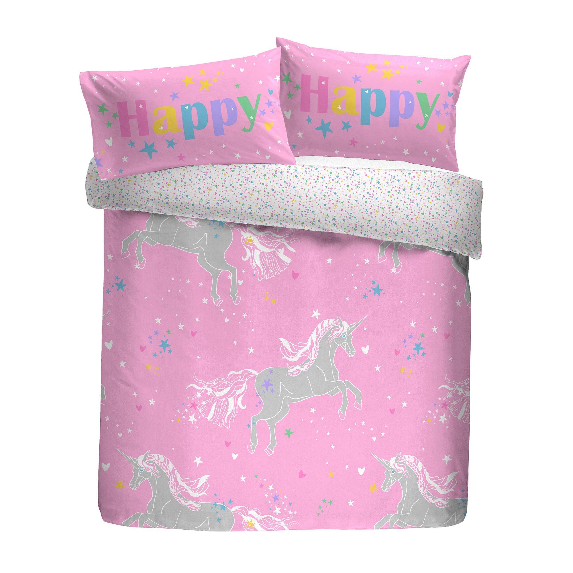 Pink - Bedlam - Unicorn Glow in the Dark Kids Pink Duvet Cover Set - 5