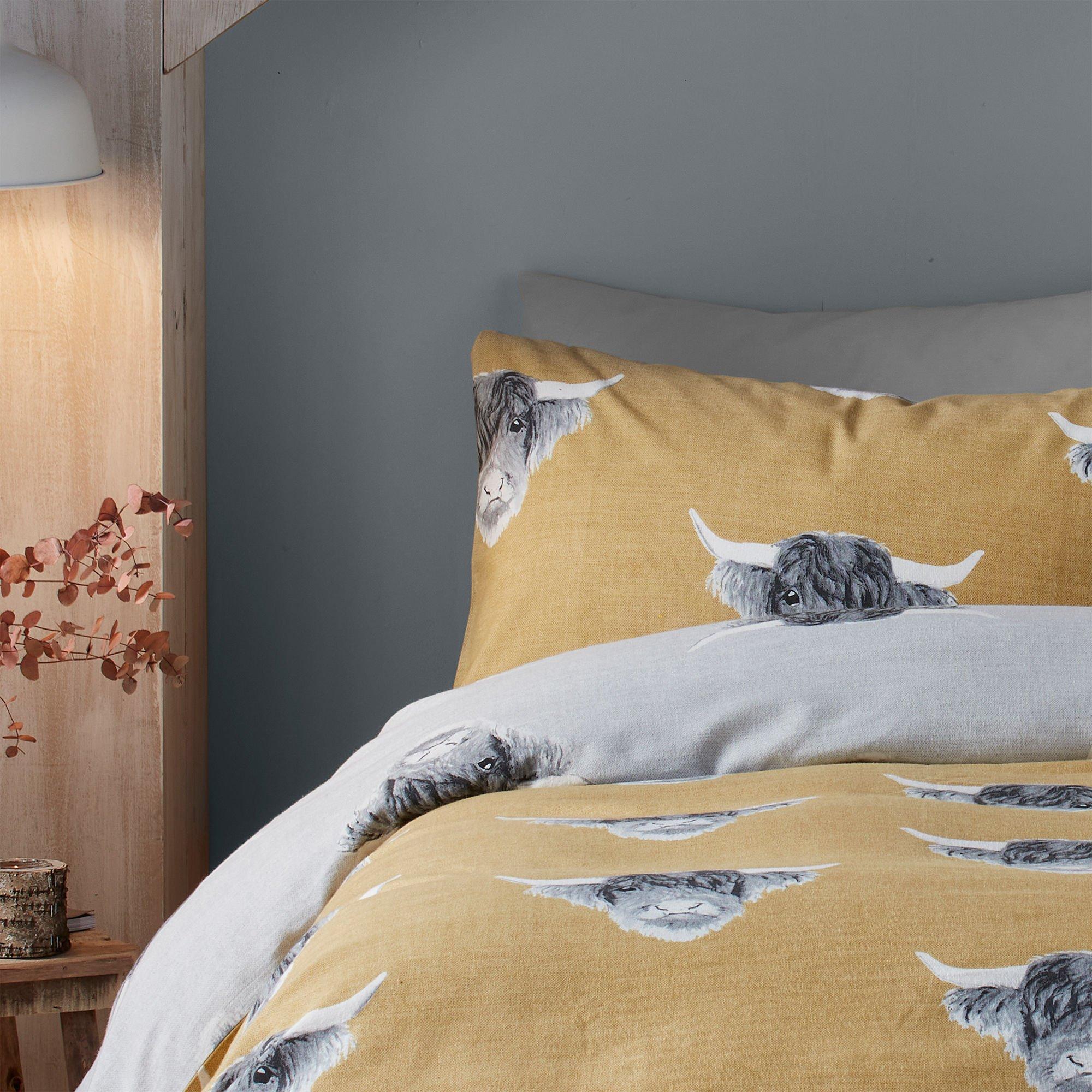 Ochre - Fusion - Highland Cow Duvet Cover Set in Ochre - 2