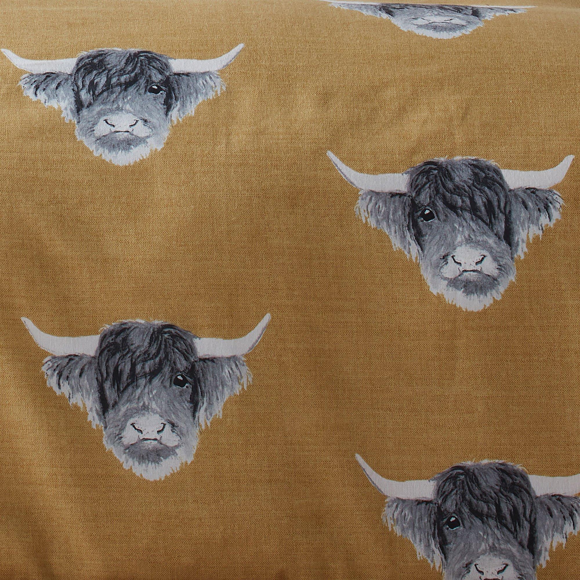 Ochre - Fusion - Highland Cow Duvet Cover Set in Ochre - 3