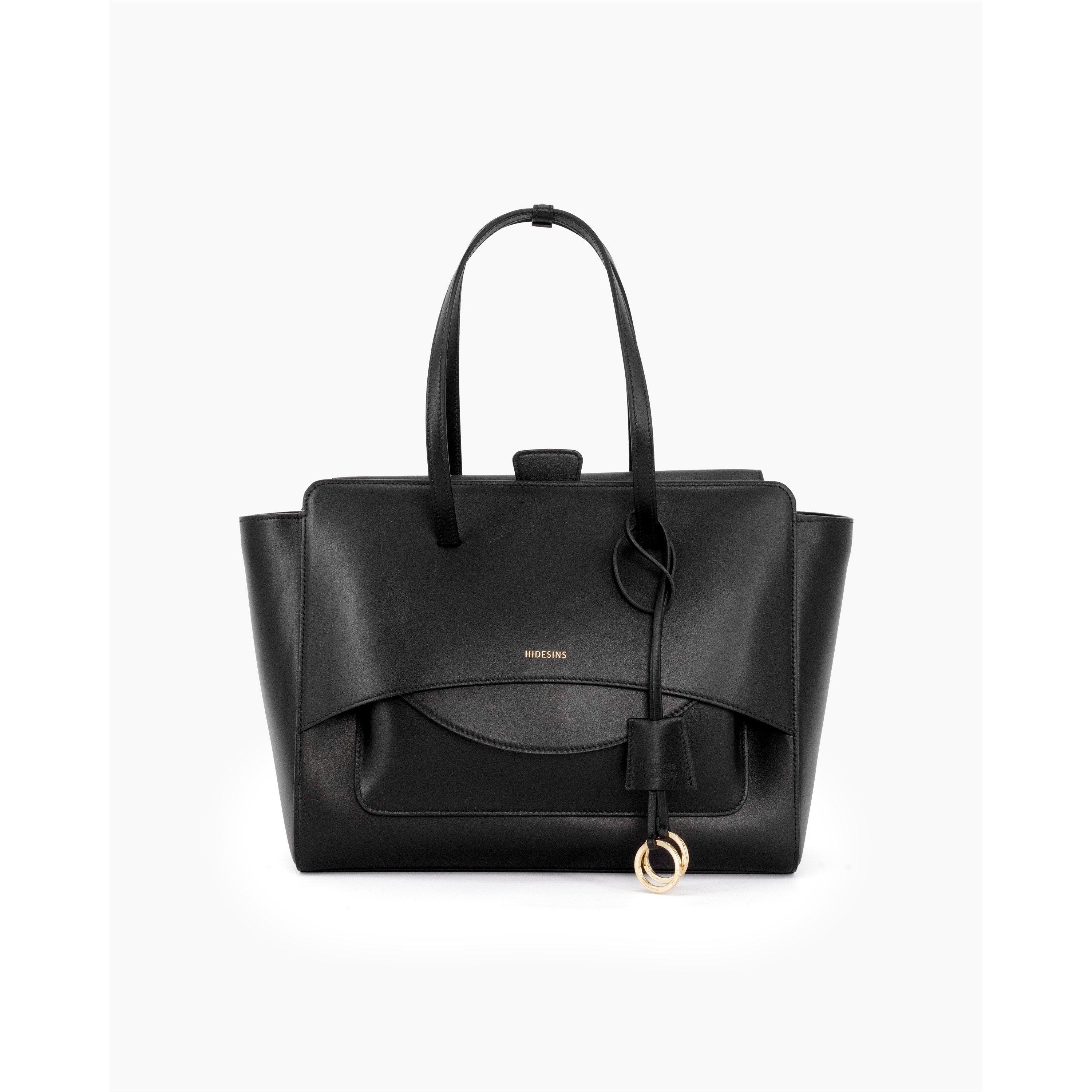 Hidesins Women's Flap L Satchel Bag - Black