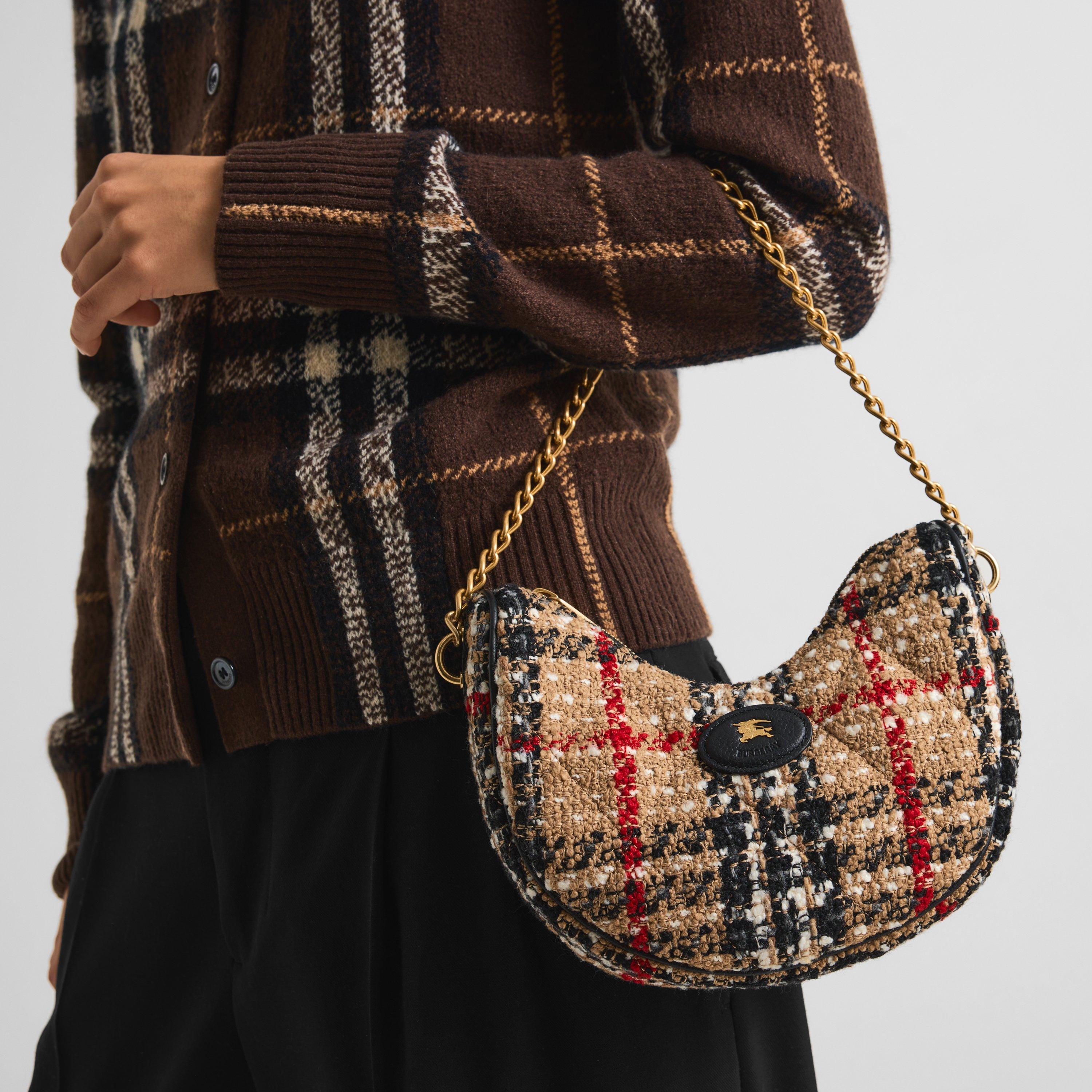 Sand - Burberry - Women's Boucle Horseshoe Wool Shoulder Bag - 3