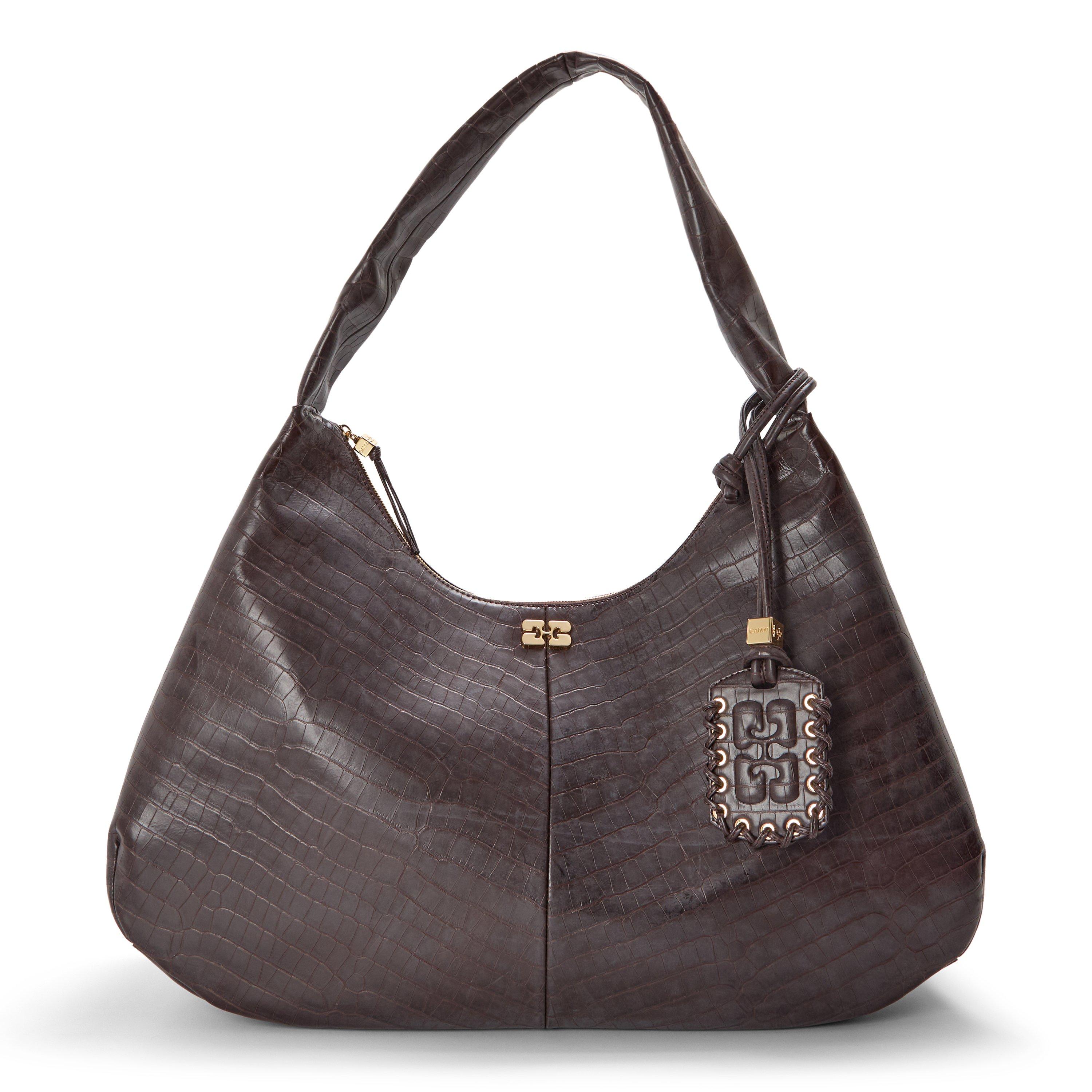 Ganni Women's Hobo XXL Croco Bag - Choco Fondant