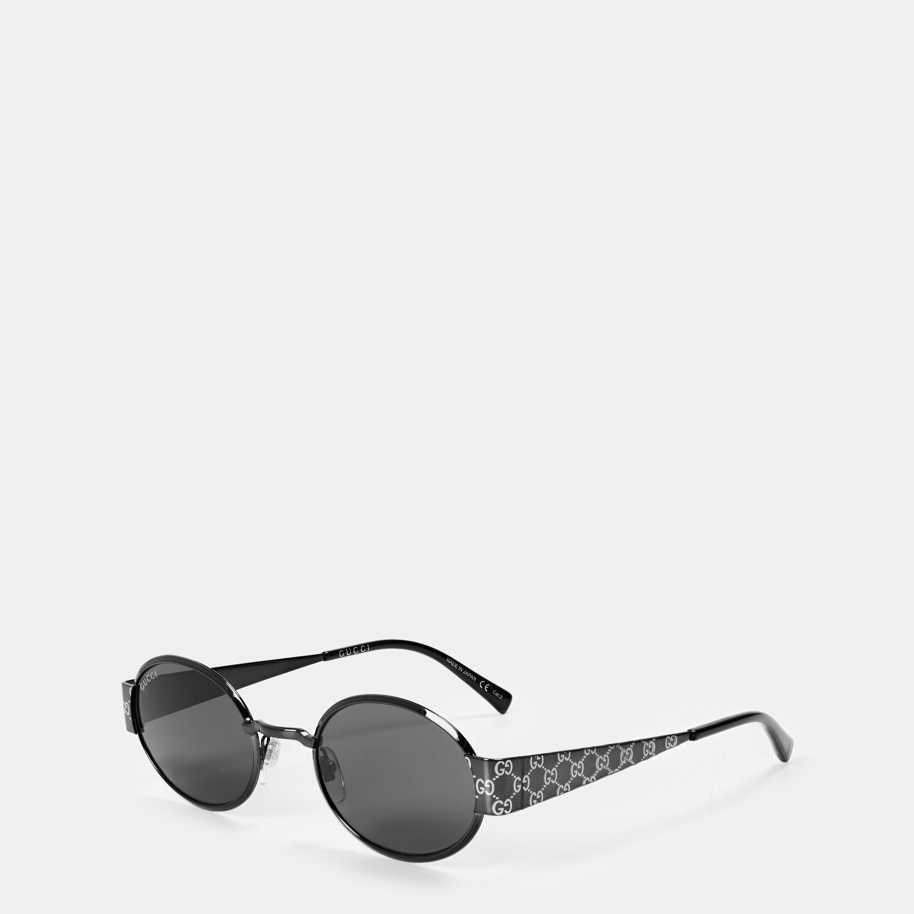 Grey - Gucci - Monogram Round Sunglasses - 1