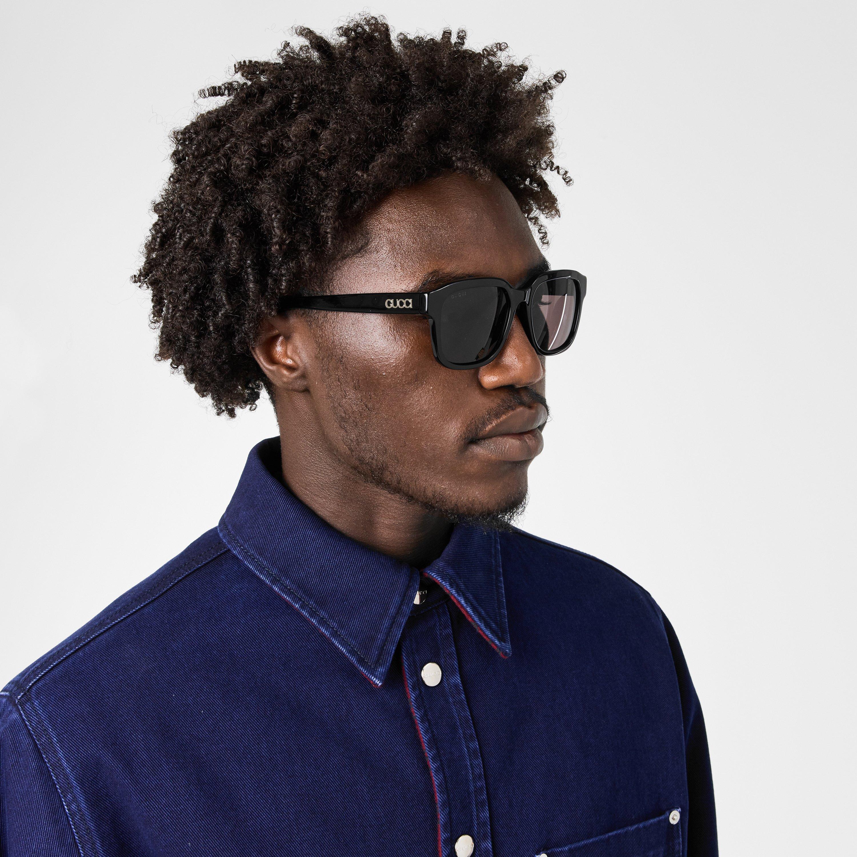 Black/Grey - Gucci - Square Frame Sunglasses - 2