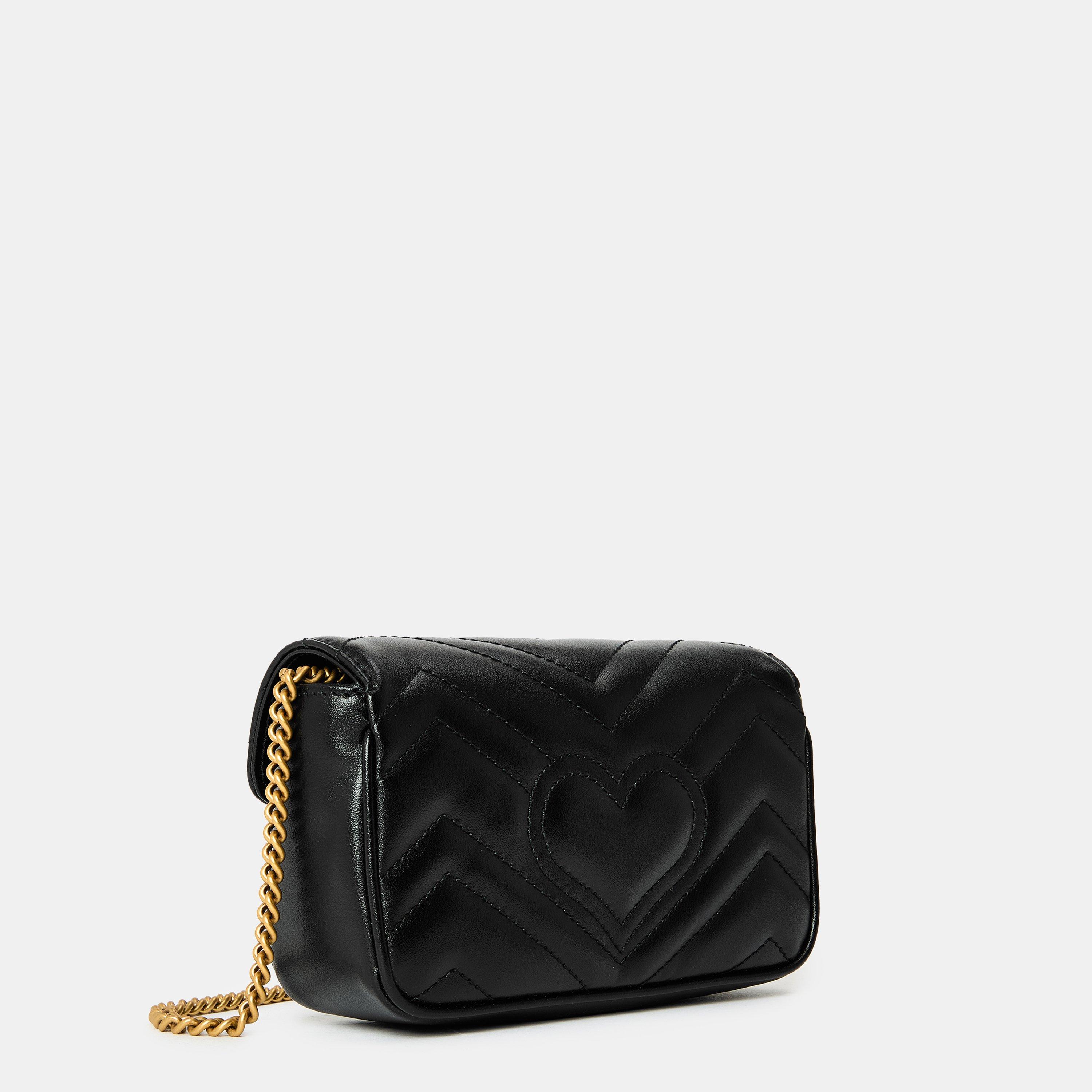 Black 1000 - Gucci - Women's Chevron Leather GG Marmont Super Mini Bag - 2