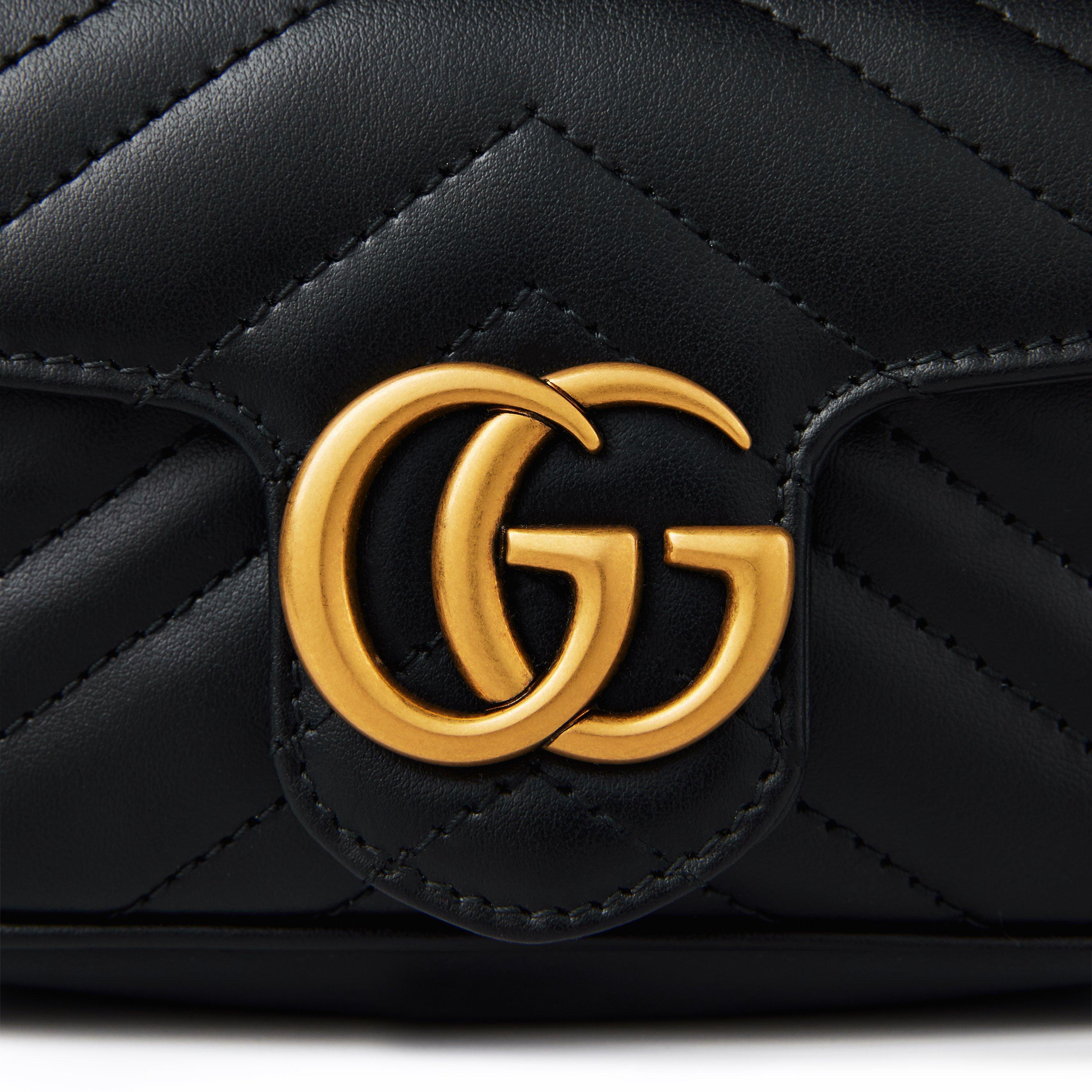 Black 1000 - Gucci - Women's Chevron Leather GG Marmont Super Mini Bag - 4