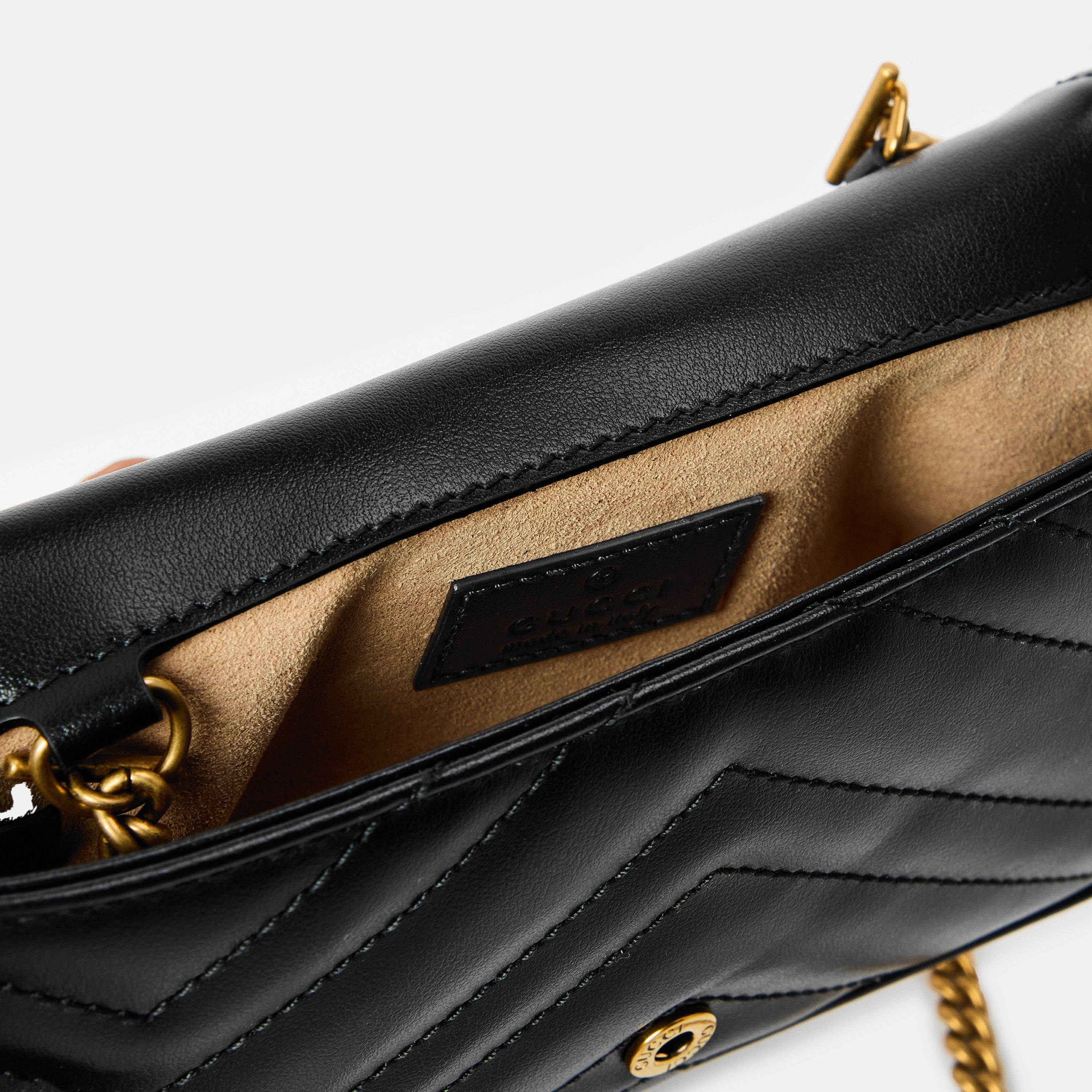 Black 1000 - Gucci - Women's Chevron Leather GG Marmont Super Mini Bag - 6