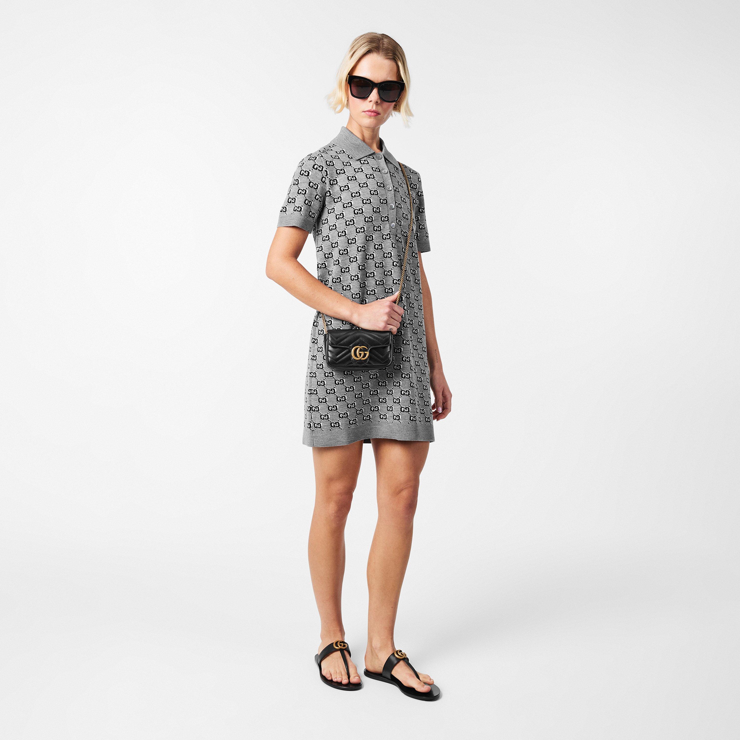 Black 1000 - Gucci - Women's Chevron Leather GG Marmont Super Mini Bag - 7