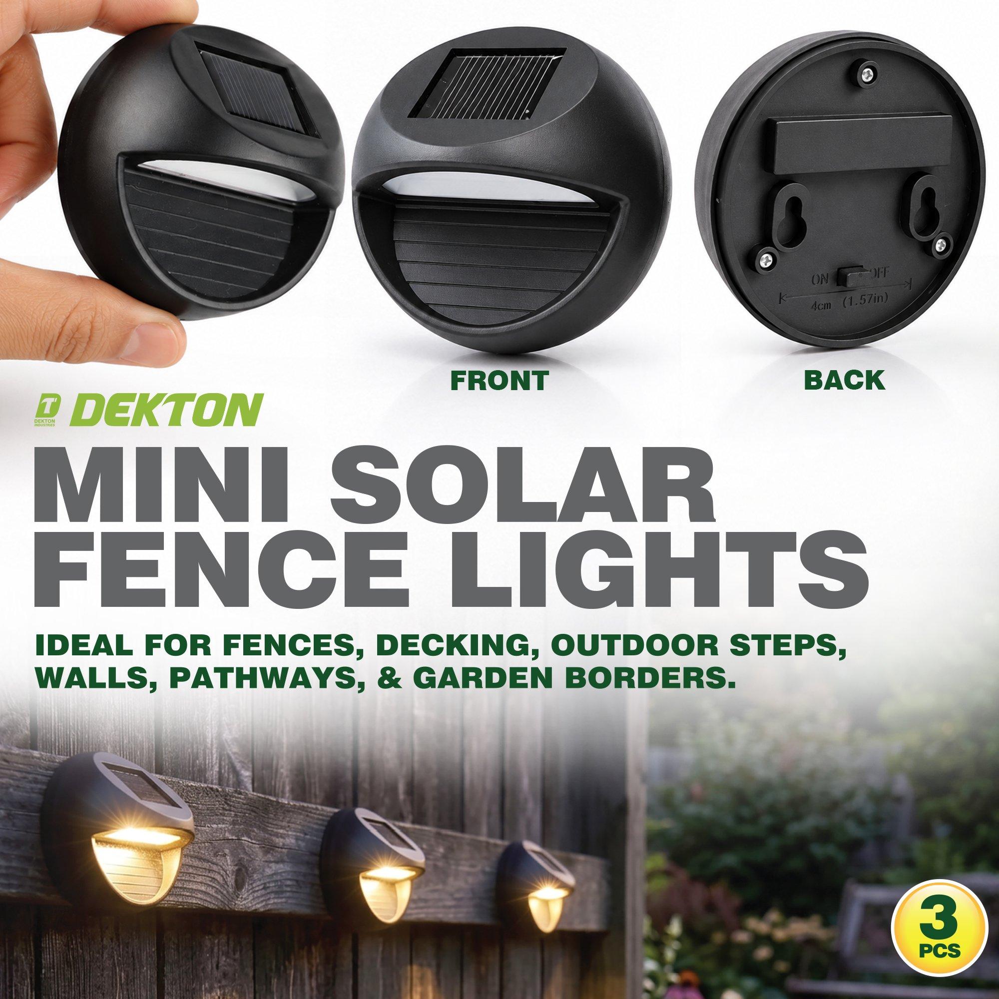 Wit - Dekton - Dekton Garden Outdoor 3 Piece Mini Solar fence lights - 4